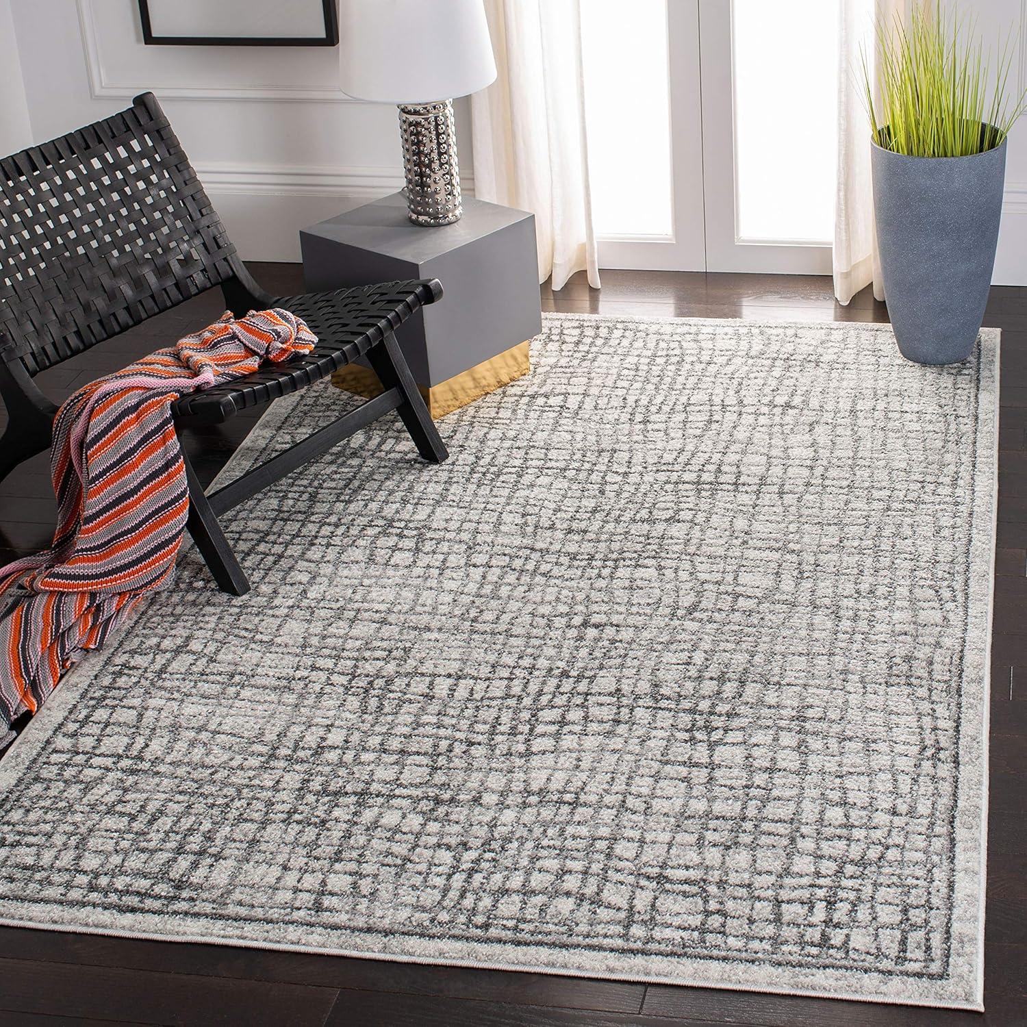 image:imageSAFAVIEH Area Rug 8x10 Adirondack Collection Large Silver amp Ivory Modern Abstract Design NonShedding amp Easy Cleaning Ideal for Living Room Bedroom Office Dining Space ADR103BSilverIvory