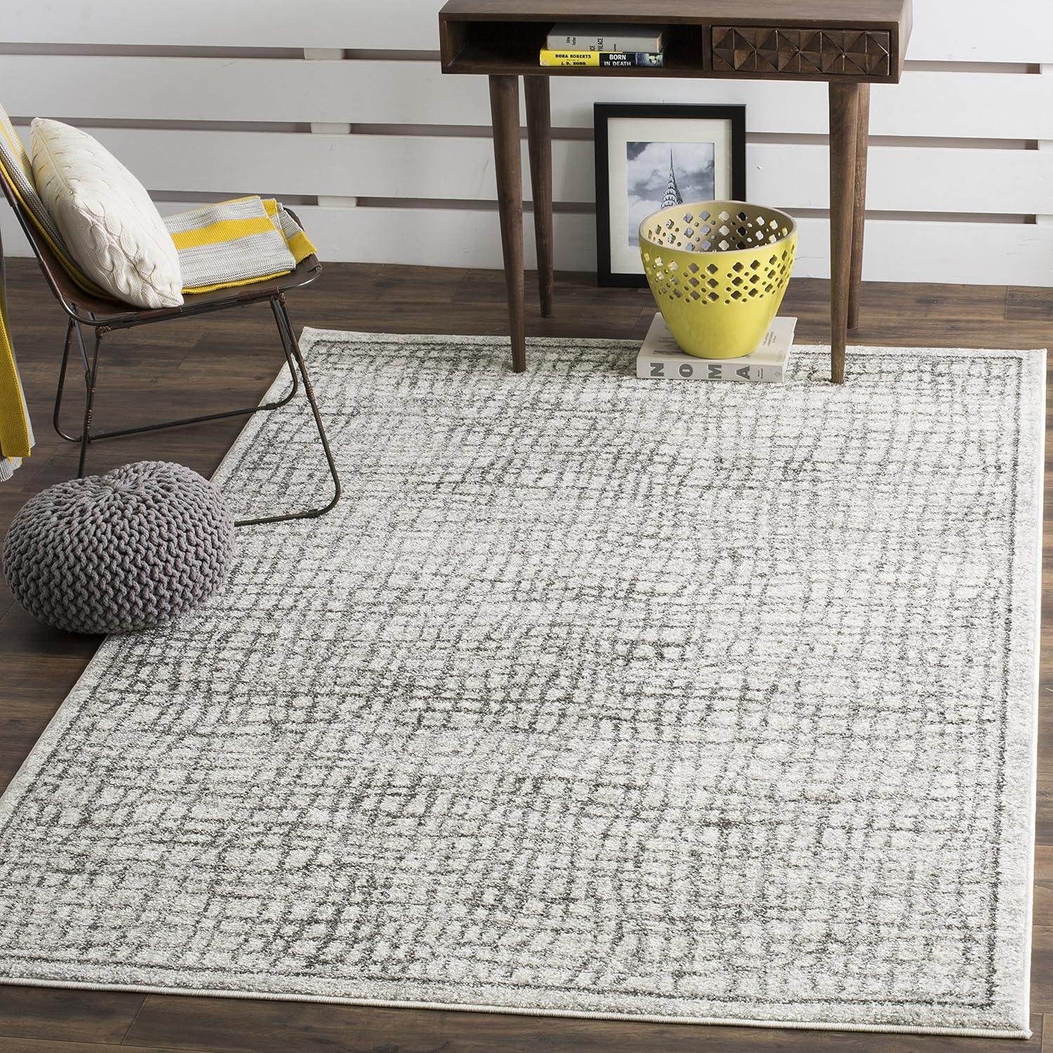 image:imageSAFAVIEH Area Rug 8x10 Adirondack Collection Large Silver amp Ivory Modern Abstract Design NonShedding amp Easy Cleaning Ideal for Living Room Bedroom Office Dining Space ADR103BSilverIvory