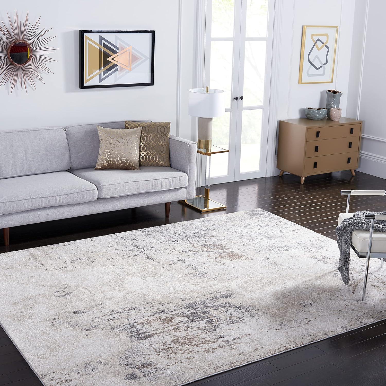 image:imageSAFAVIEH Area Rug 8x10 Aston Collection Large Grey amp Blue Modern Abstract Design NonShedding amp Easy Cleaning Ideal for Living Room Bedroom Office Dining Space ASN708FIvoryGrey