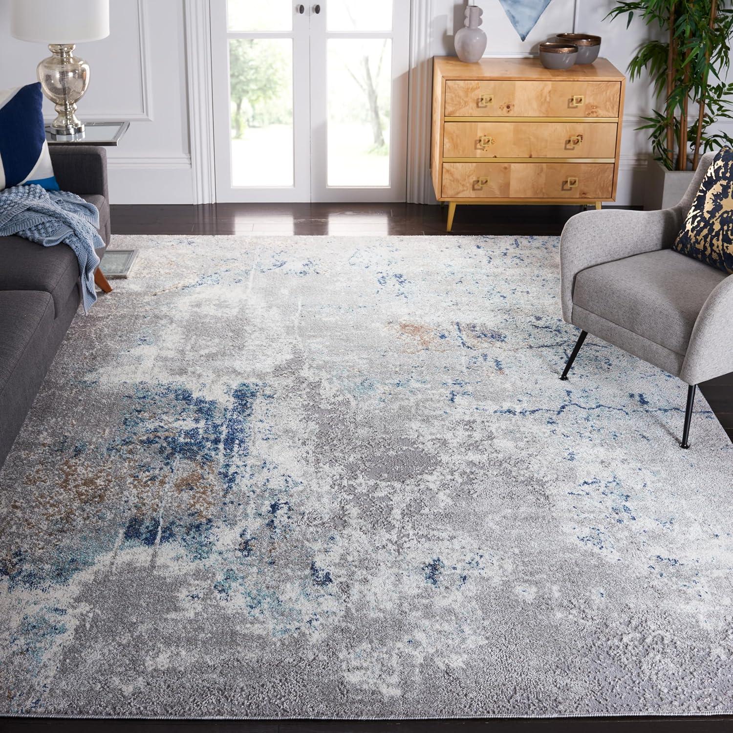 image:imageSAFAVIEH Area Rug 8x10 Aston Collection Large Grey amp Blue Modern Abstract Design NonShedding amp Easy Cleaning Ideal for Living Room Bedroom Office Dining Space ASN708FGreyBlue
