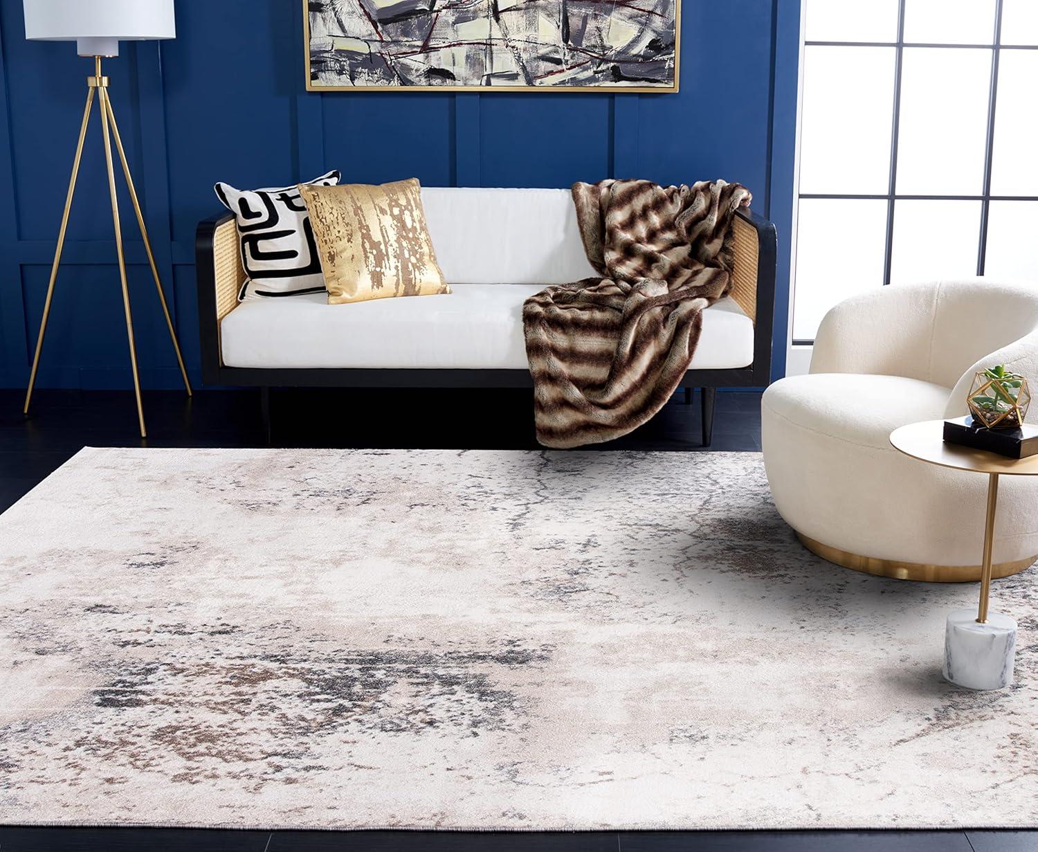 image:imageSAFAVIEH Area Rug 8x10 Aston Collection Large Grey amp Blue Modern Abstract Design NonShedding amp Easy Cleaning Ideal for Living Room Bedroom Office Dining Space ASN708FIvoryGrey