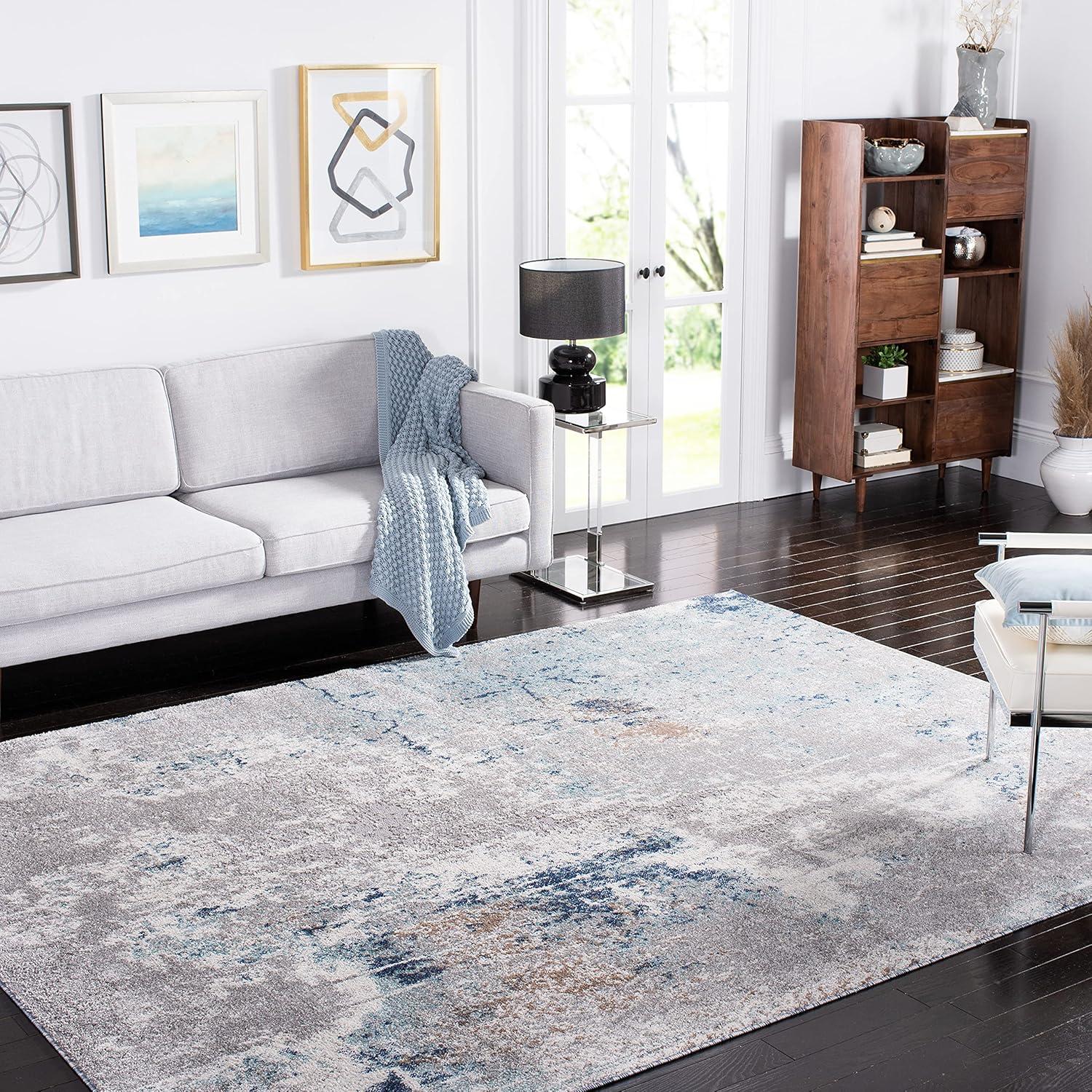 image:imageSAFAVIEH Area Rug 8x10 Aston Collection Large Grey amp Blue Modern Abstract Design NonShedding amp Easy Cleaning Ideal for Living Room Bedroom Office Dining Space ASN708FGreyBlue
