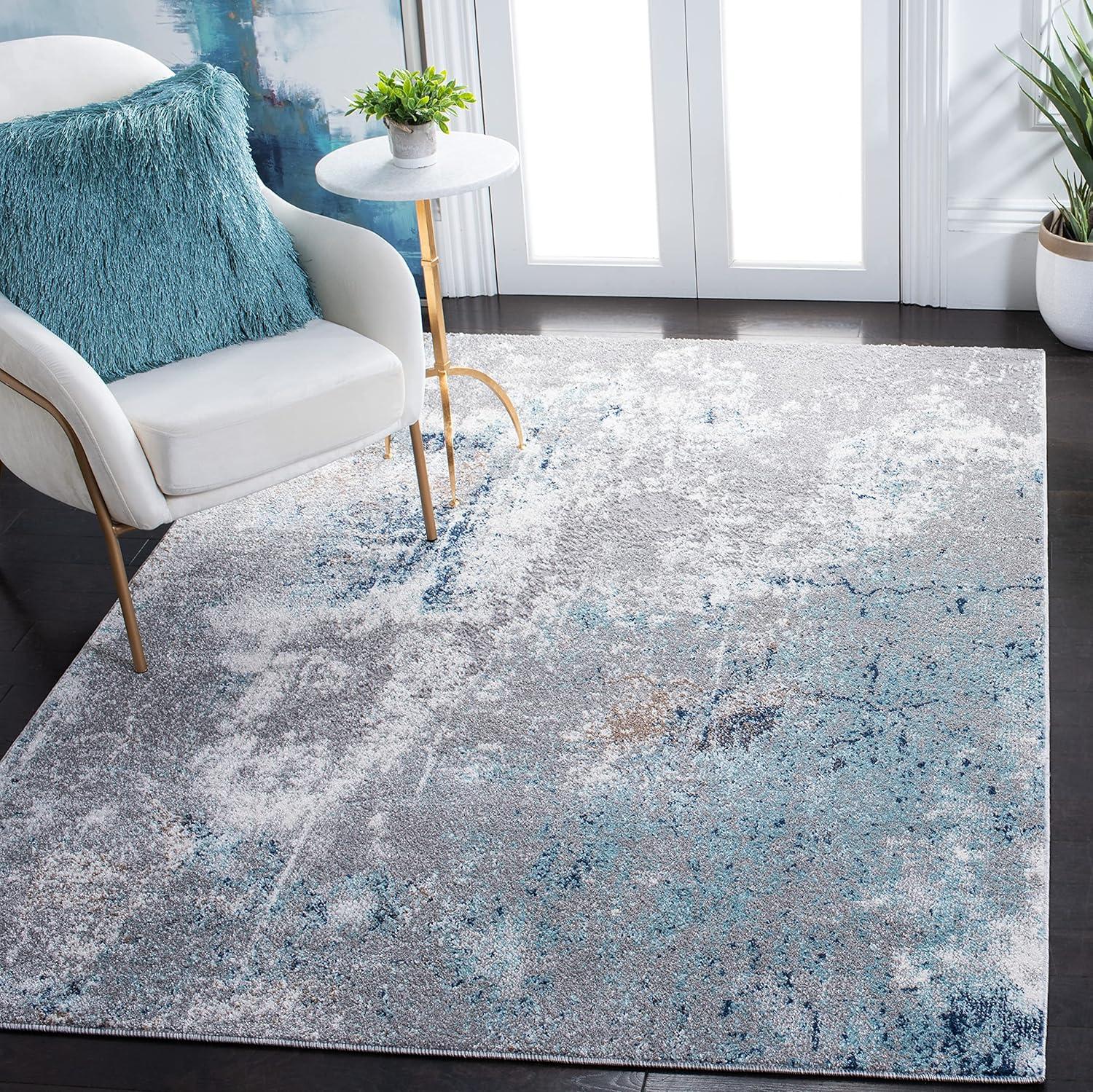 image:imageSAFAVIEH Area Rug 8x10 Aston Collection Large Grey amp Blue Modern Abstract Design NonShedding amp Easy Cleaning Ideal for Living Room Bedroom Office Dining Space ASN708FGreyBlue