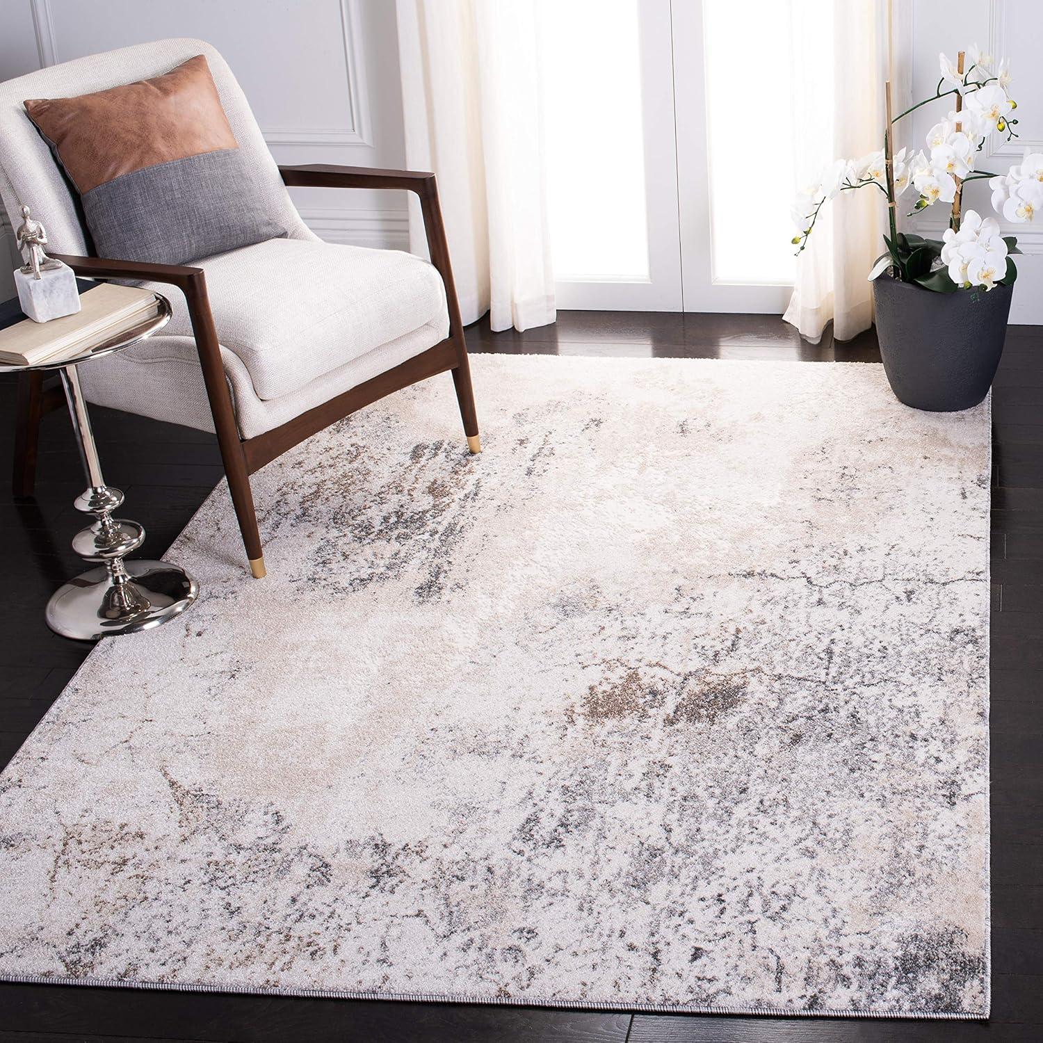image:imageSAFAVIEH Area Rug 8x10 Aston Collection Large Grey amp Blue Modern Abstract Design NonShedding amp Easy Cleaning Ideal for Living Room Bedroom Office Dining Space ASN708FIvoryGrey