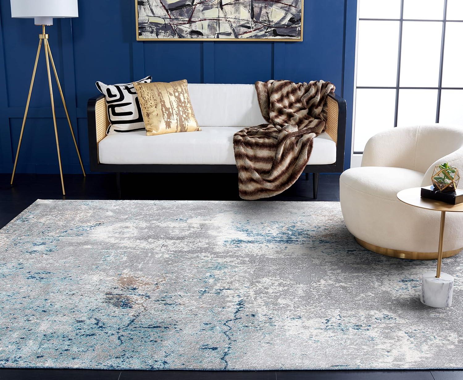image:imageSAFAVIEH Area Rug 8x10 Aston Collection Large Grey amp Blue Modern Abstract Design NonShedding amp Easy Cleaning Ideal for Living Room Bedroom Office Dining Space ASN708FGreyBlue