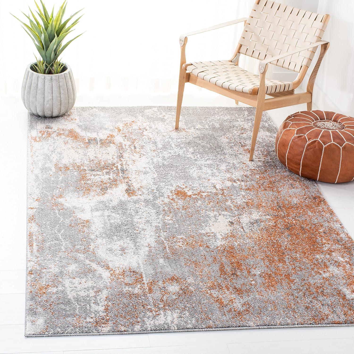 image:imageSAFAVIEH Area Rug 8x10 Aston Collection Large Grey amp Blue Modern Abstract Design NonShedding amp Easy Cleaning Ideal for Living Room Bedroom Office Dining Space ASN708FGreyRust
