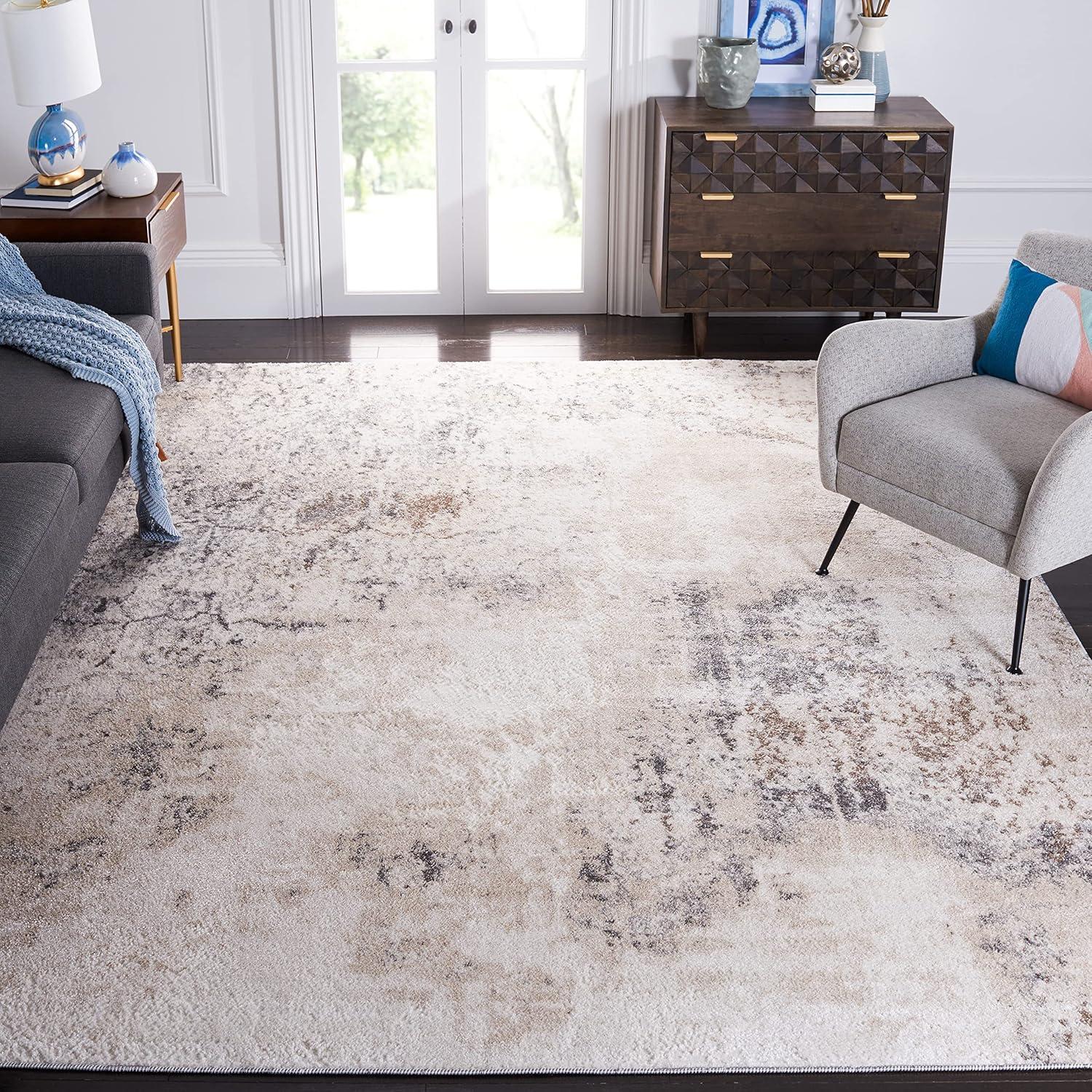 image:imageSAFAVIEH Area Rug 8x10 Aston Collection Large Grey amp Blue Modern Abstract Design NonShedding amp Easy Cleaning Ideal for Living Room Bedroom Office Dining Space ASN708FIvoryGrey