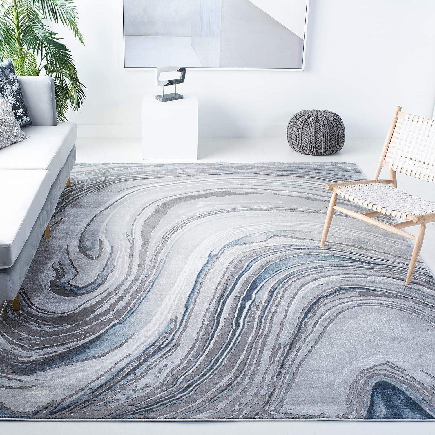 image:imageSAFAVIEH Area Rug 8x10 Craft Collection Large Blue amp Grey Modern Abstract Design NonShedding amp Easy Cleaning Ideal for Living Room Bedroom Office Dining Space CFT845MBlueGrey