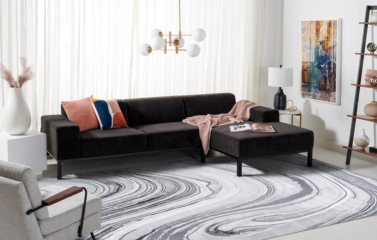 image:imageSAFAVIEH Area Rug 8x10 Craft Collection Large Blue amp Grey Modern Abstract Design NonShedding amp Easy Cleaning Ideal for Living Room Bedroom Office Dining Space CFT845MLight GreyGrey