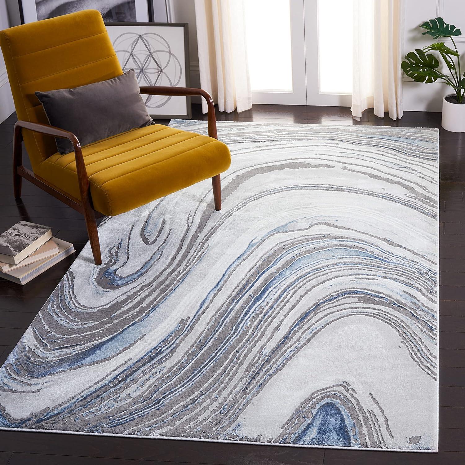 image:imageSAFAVIEH Area Rug 8x10 Craft Collection Large Blue amp Grey Modern Abstract Design NonShedding amp Easy Cleaning Ideal for Living Room Bedroom Office Dining Space CFT845MBlueGrey