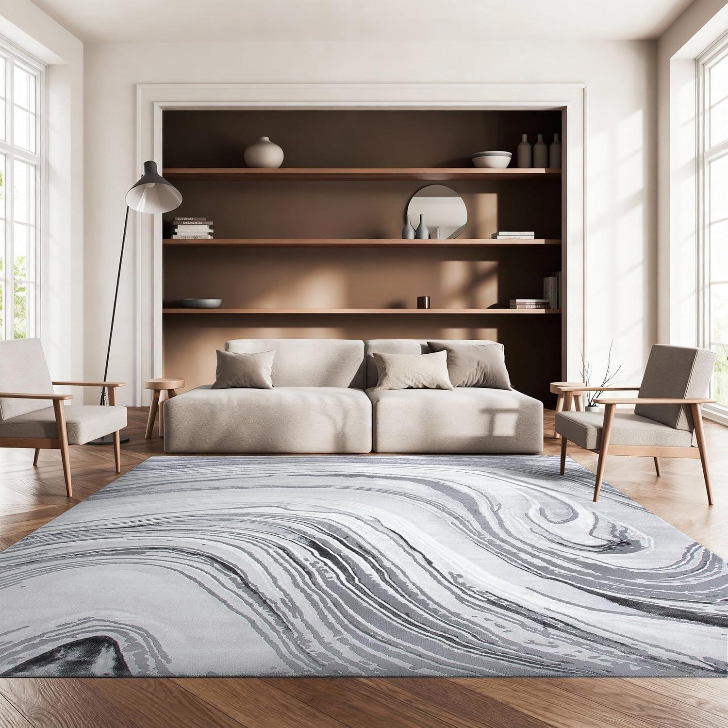 image:imageSAFAVIEH Area Rug 8x10 Craft Collection Large Blue amp Grey Modern Abstract Design NonShedding amp Easy Cleaning Ideal for Living Room Bedroom Office Dining Space CFT845MLight GreyGrey