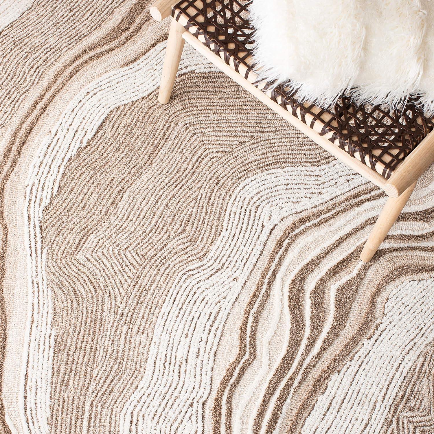 image:imageSAFAVIEH Area Rug 8x10 Fifth Avenue Collection Large Beige amp Ivory Handmade Wool MidCentury Modern Design Ideal for Living Room Bedroom Office Dining Space FTV121BBeigeIvory