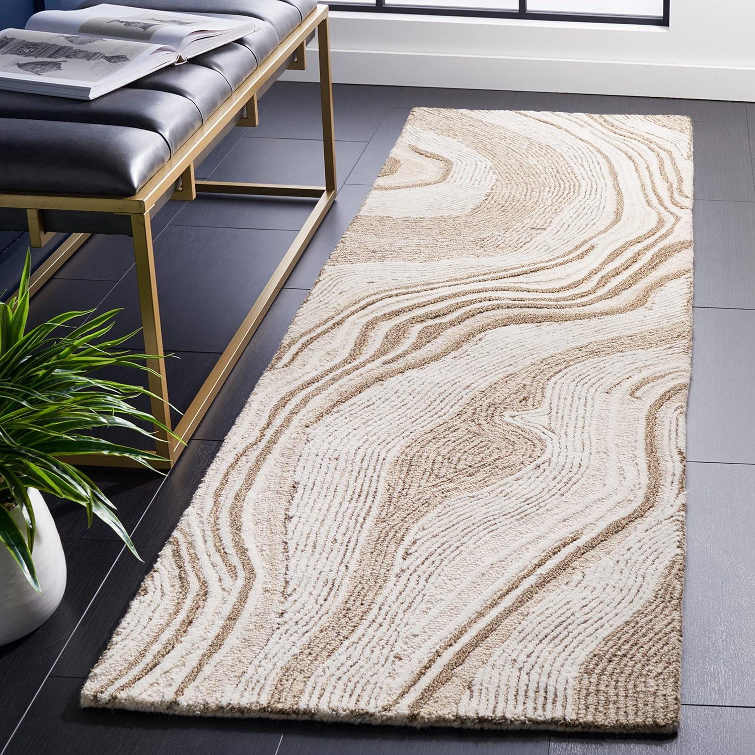 image:imageSAFAVIEH Area Rug 8x10 Fifth Avenue Collection Large Beige amp Ivory Handmade Wool MidCentury Modern Design Ideal for Living Room Bedroom Office Dining Space FTV121BBeigeIvory