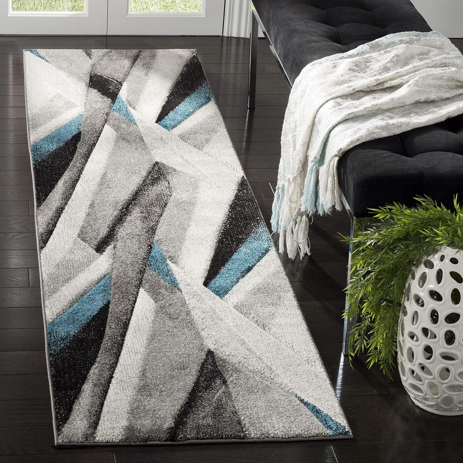 image:imageSAFAVIEH Area Rug 8x10 Hollywood Collection Large Grey amp Teal MidCentury Modern Design NonShedding amp Easy Cleaning Ideal for Living Room Bedroom Office Dining Space HLW710DGreyTeal