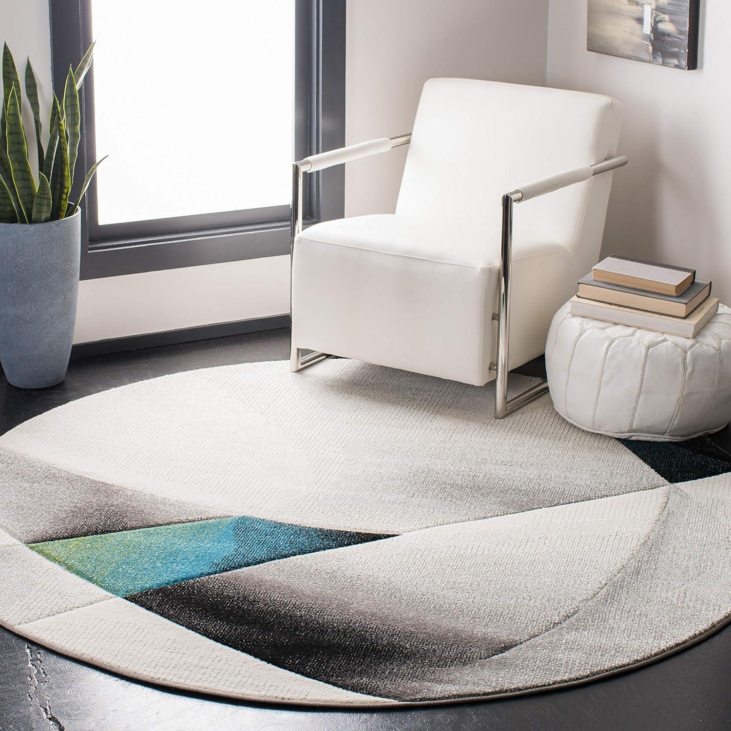 image:imageSAFAVIEH Area Rug 8x10 Hollywood Collection Large Grey amp Teal MidCentury Modern Design NonShedding amp Easy Cleaning Ideal for Living Room Bedroom Office Dining Space HLW713DGreyTeal