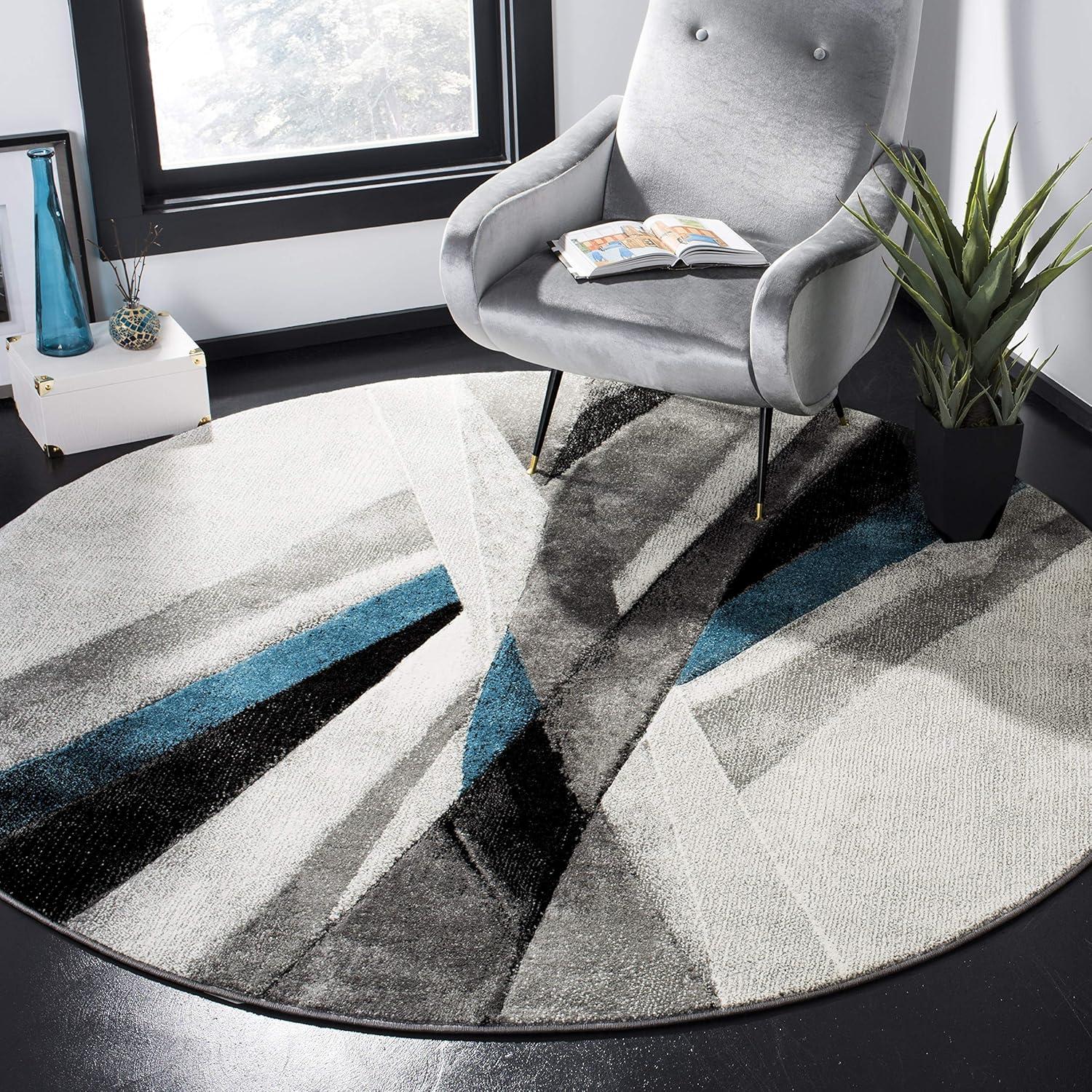 image:imageSAFAVIEH Area Rug 8x10 Hollywood Collection Large Grey amp Teal MidCentury Modern Design NonShedding amp Easy Cleaning Ideal for Living Room Bedroom Office Dining Space HLW710DGreyTeal