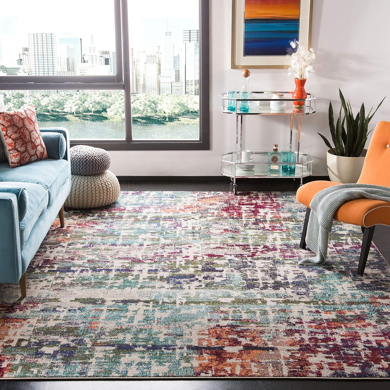image:imageSAFAVIEH Area Rug 8x10 Madison Collection Large Blue amp Green Modern Abstract Design NonShedding amp Easy Cleaning Ideal for Living Room Bedroom Office Dining Space MAD469ABlueGreen