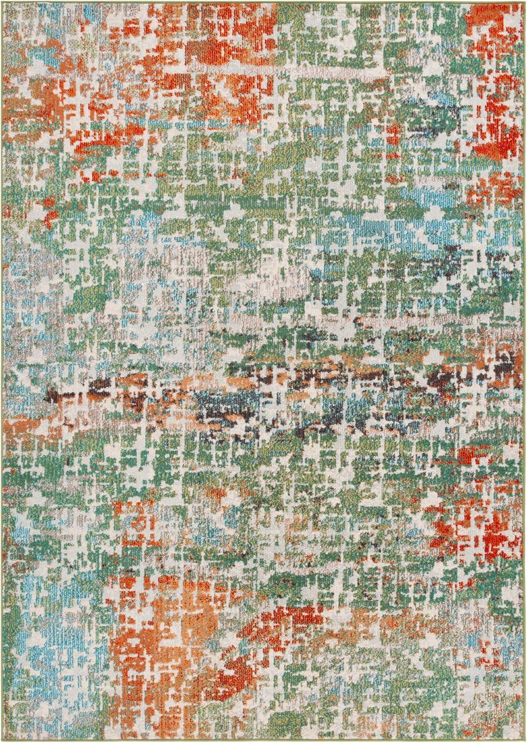 image:imageSAFAVIEH Area Rug 8x10 Madison Collection Large Blue amp Green Modern Abstract Design NonShedding amp Easy Cleaning Ideal for Living Room Bedroom Office Dining Space MAD469ASageRust