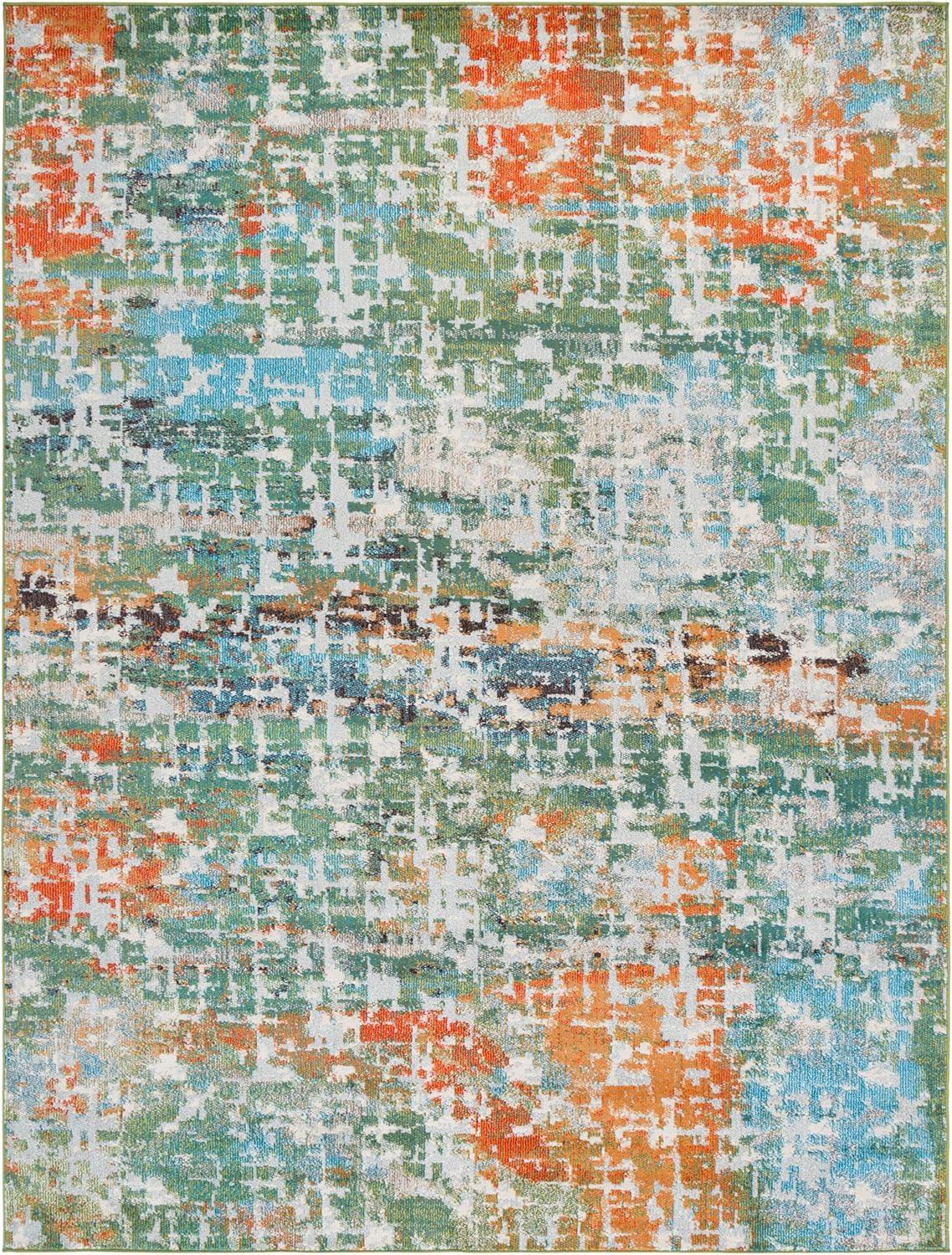 image:imageSAFAVIEH Area Rug 8x10 Madison Collection Large Blue amp Green Modern Abstract Design NonShedding amp Easy Cleaning Ideal for Living Room Bedroom Office Dining Space MAD469ASageRust
