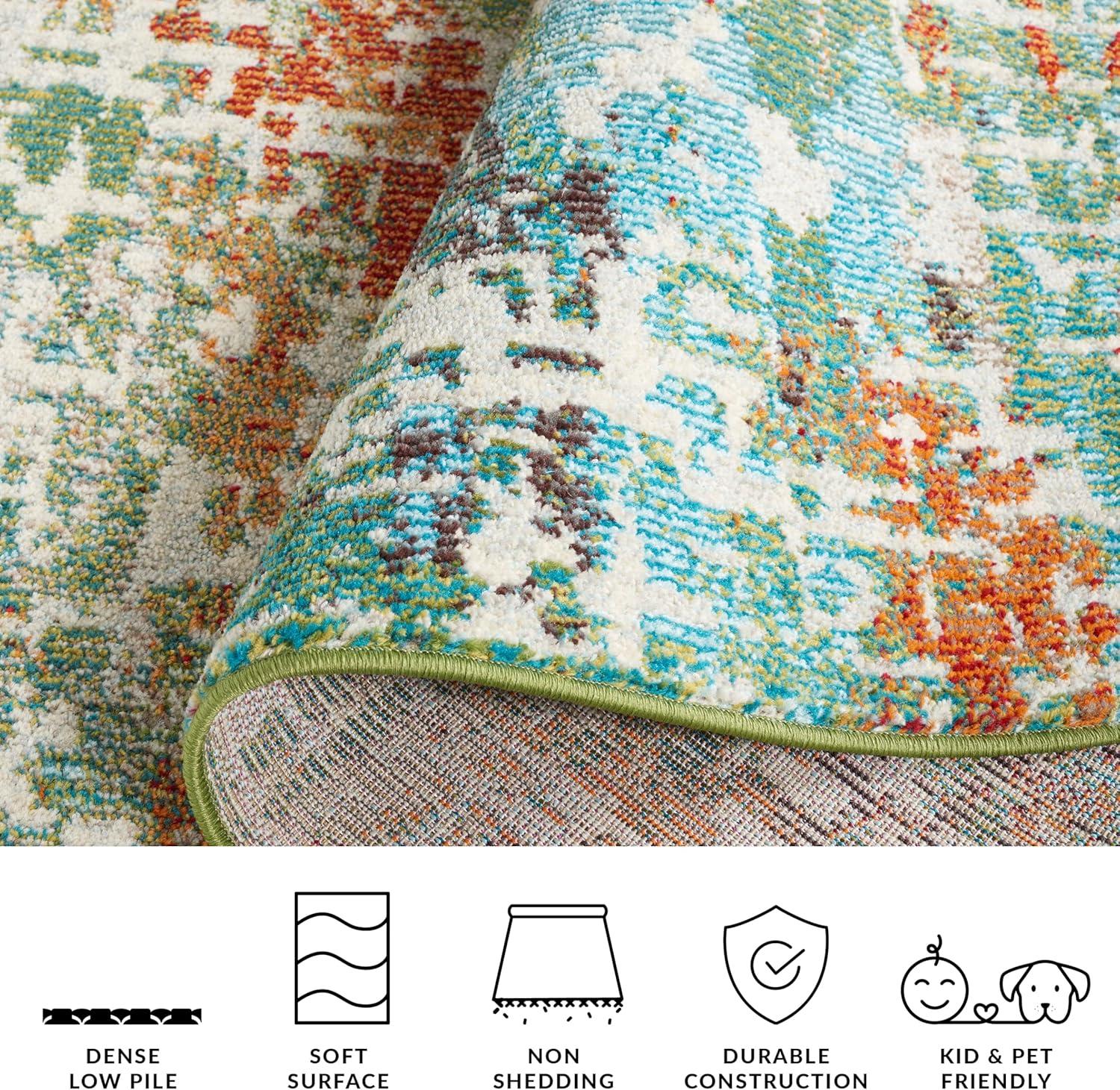 image:imageSAFAVIEH Area Rug 8x10 Madison Collection Large Blue amp Green Modern Abstract Design NonShedding amp Easy Cleaning Ideal for Living Room Bedroom Office Dining Space MAD469ASageRust