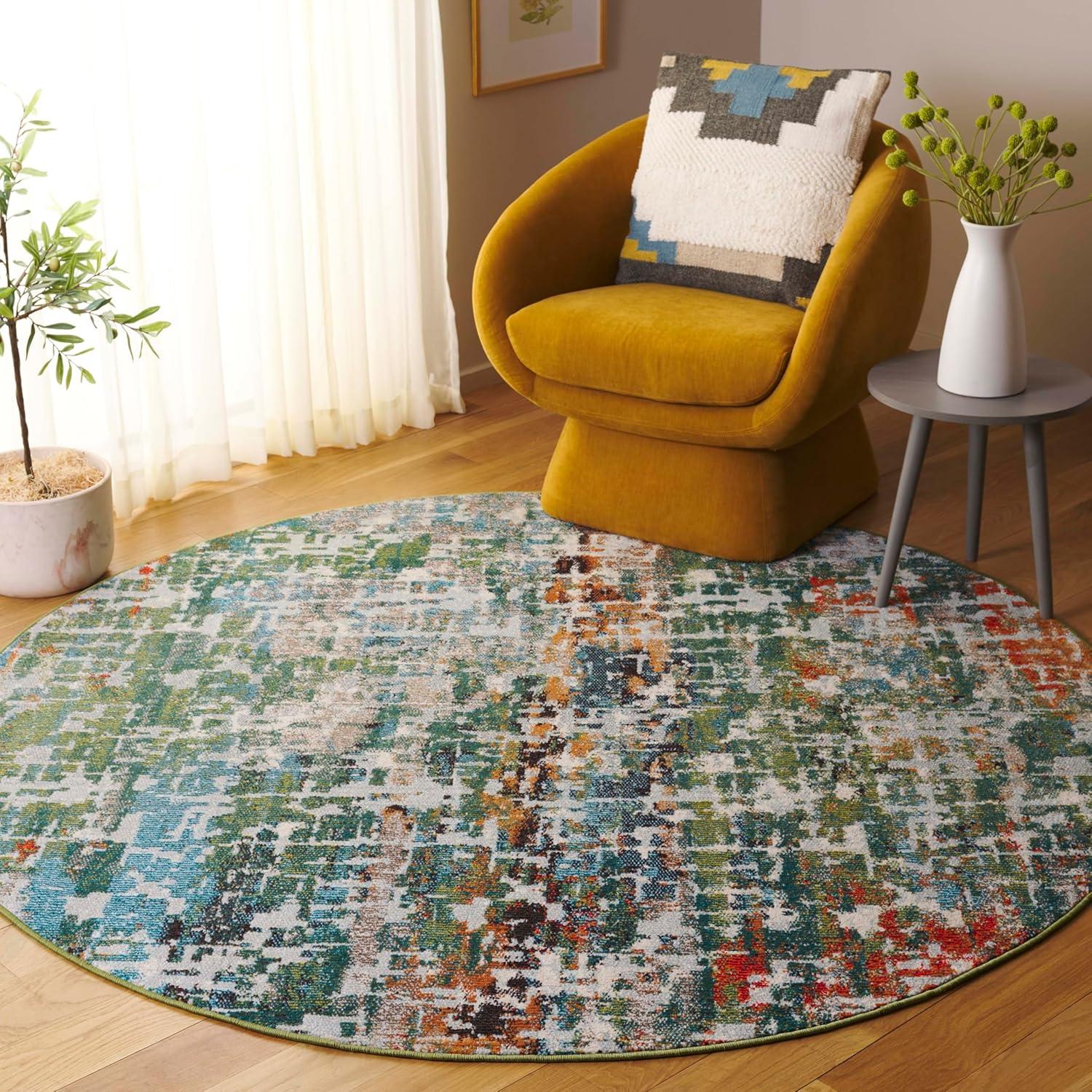 image:imageSAFAVIEH Area Rug 8x10 Madison Collection Large Blue amp Green Modern Abstract Design NonShedding amp Easy Cleaning Ideal for Living Room Bedroom Office Dining Space MAD469ASageRust
