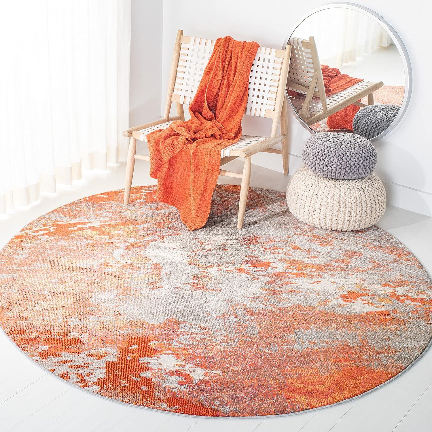 image:imageSAFAVIEH Area Rug 8x10 Madison Collection Large Blue amp Grey Modern Boho Abstract Design NonShedding amp Easy Cleaning Ideal for Living Room Bedroom Office Dining Space MAD440MGreyOrange