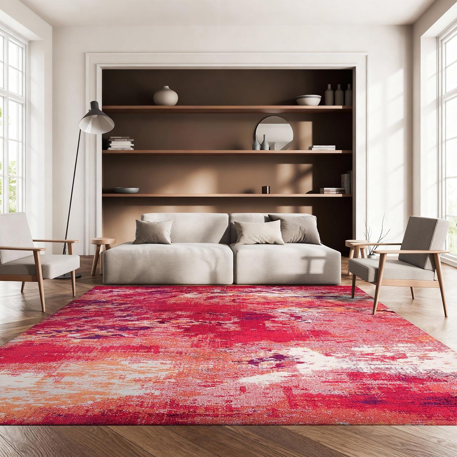 image:imageSAFAVIEH Area Rug 8x10 Madison Collection Large Blue amp Grey Modern Boho Abstract Design NonShedding amp Easy Cleaning Ideal for Living Room Bedroom Office Dining Space MAD440MRedIvory