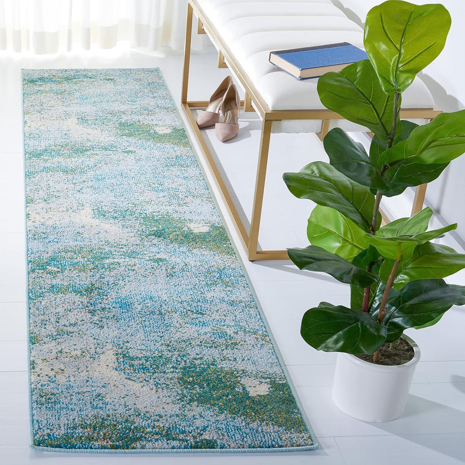 image:imageSAFAVIEH Area Rug 8x10 Madison Collection Large Blue amp Grey Modern Boho Abstract Design NonShedding amp Easy Cleaning Ideal for Living Room Bedroom Office Dining Space MAD440MLight BlueGreen
