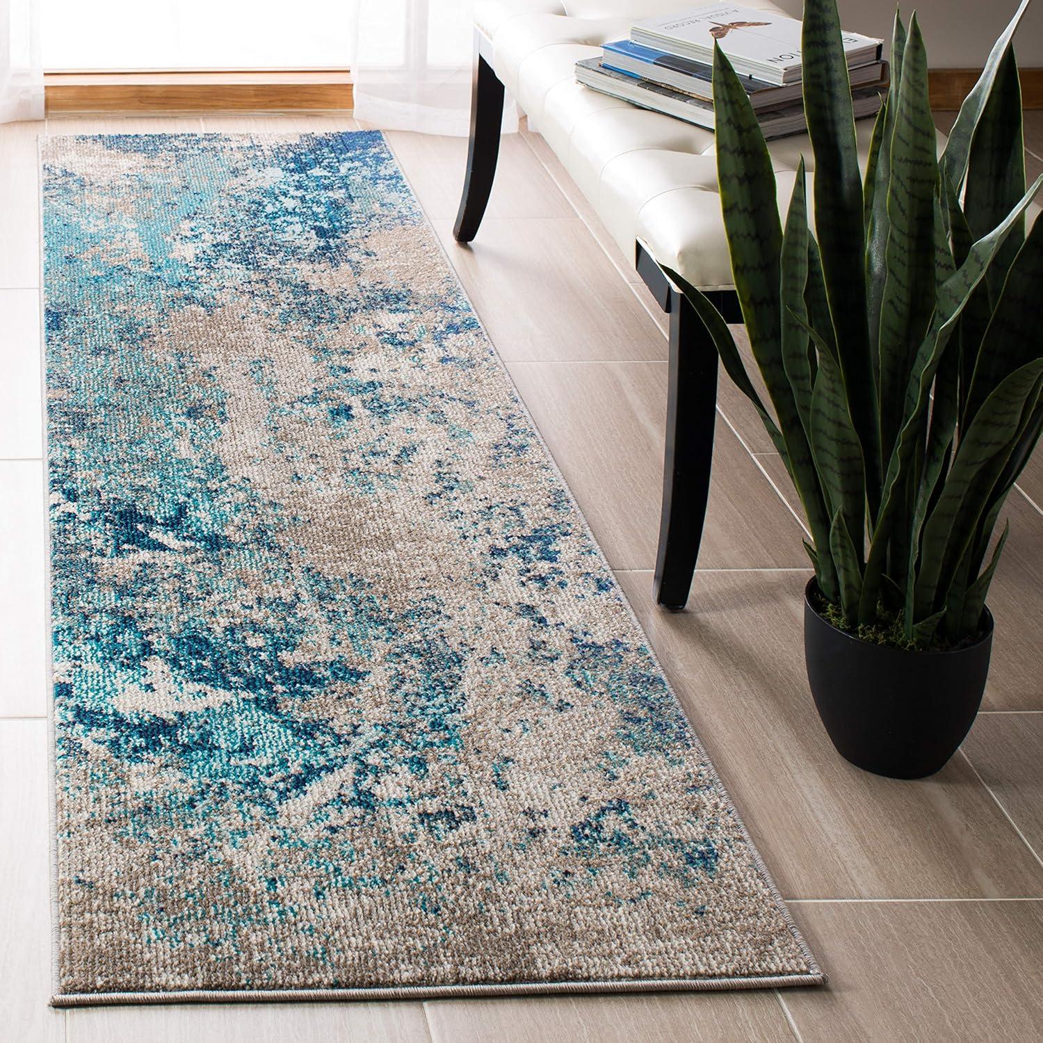 image:imageSAFAVIEH Area Rug 8x10 Madison Collection Large Blue amp Grey Modern Boho Abstract Design NonShedding amp Easy Cleaning Ideal for Living Room Bedroom Office Dining Space MAD440MBlueBeige