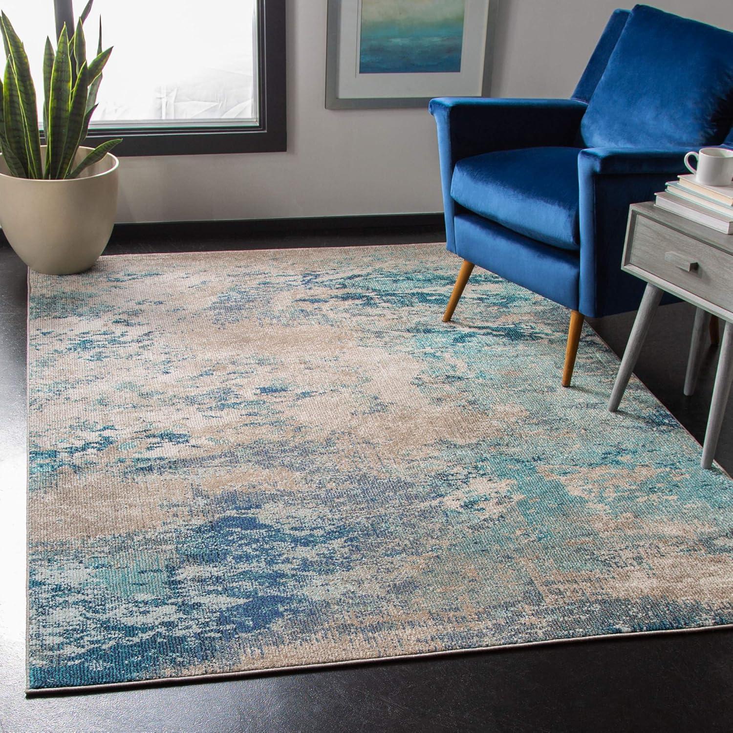 image:imageSAFAVIEH Area Rug 8x10 Madison Collection Large Blue amp Grey Modern Boho Abstract Design NonShedding amp Easy Cleaning Ideal for Living Room Bedroom Office Dining Space MAD440MBlueBeige