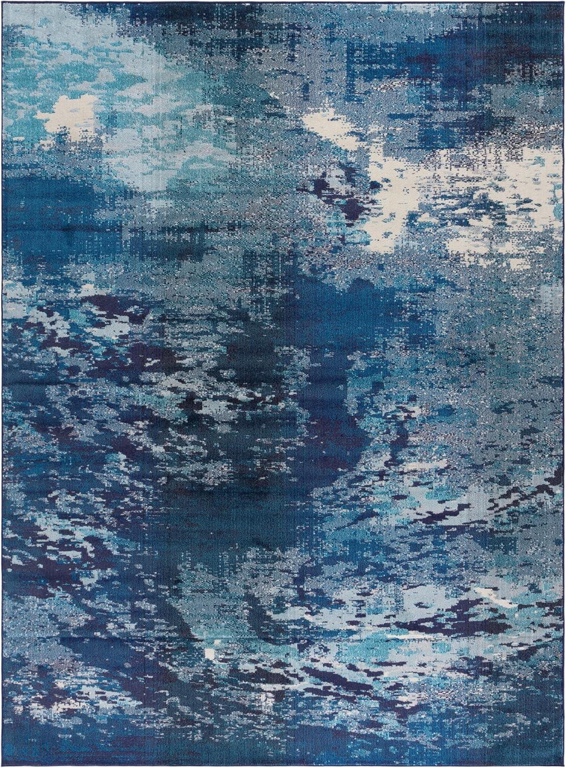 image:imageSAFAVIEH Area Rug 8x10 Madison Collection Large Blue amp Grey Modern Boho Abstract Design NonShedding amp Easy Cleaning Ideal for Living Room Bedroom Office Dining Space MAD440MNavyIvory