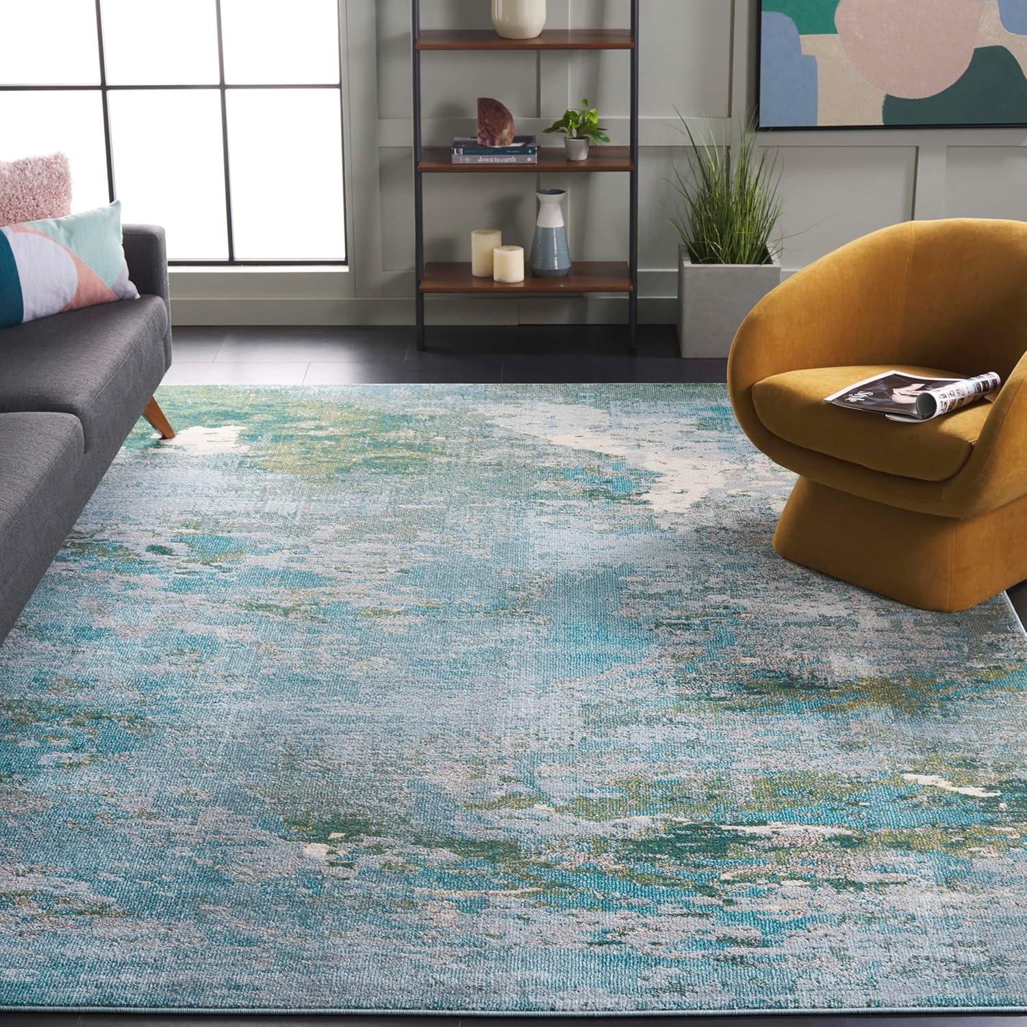image:imageSAFAVIEH Area Rug 8x10 Madison Collection Large Blue amp Grey Modern Boho Abstract Design NonShedding amp Easy Cleaning Ideal for Living Room Bedroom Office Dining Space MAD440MLight BlueGreen