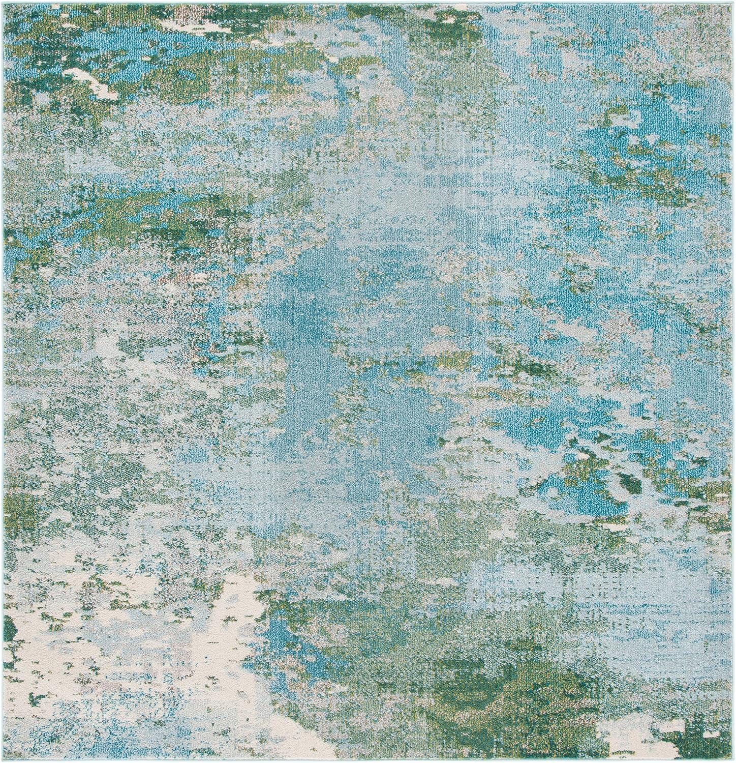 image:imageSAFAVIEH Area Rug 8x10 Madison Collection Large Blue amp Grey Modern Boho Abstract Design NonShedding amp Easy Cleaning Ideal for Living Room Bedroom Office Dining Space MAD440MLight BlueGreen