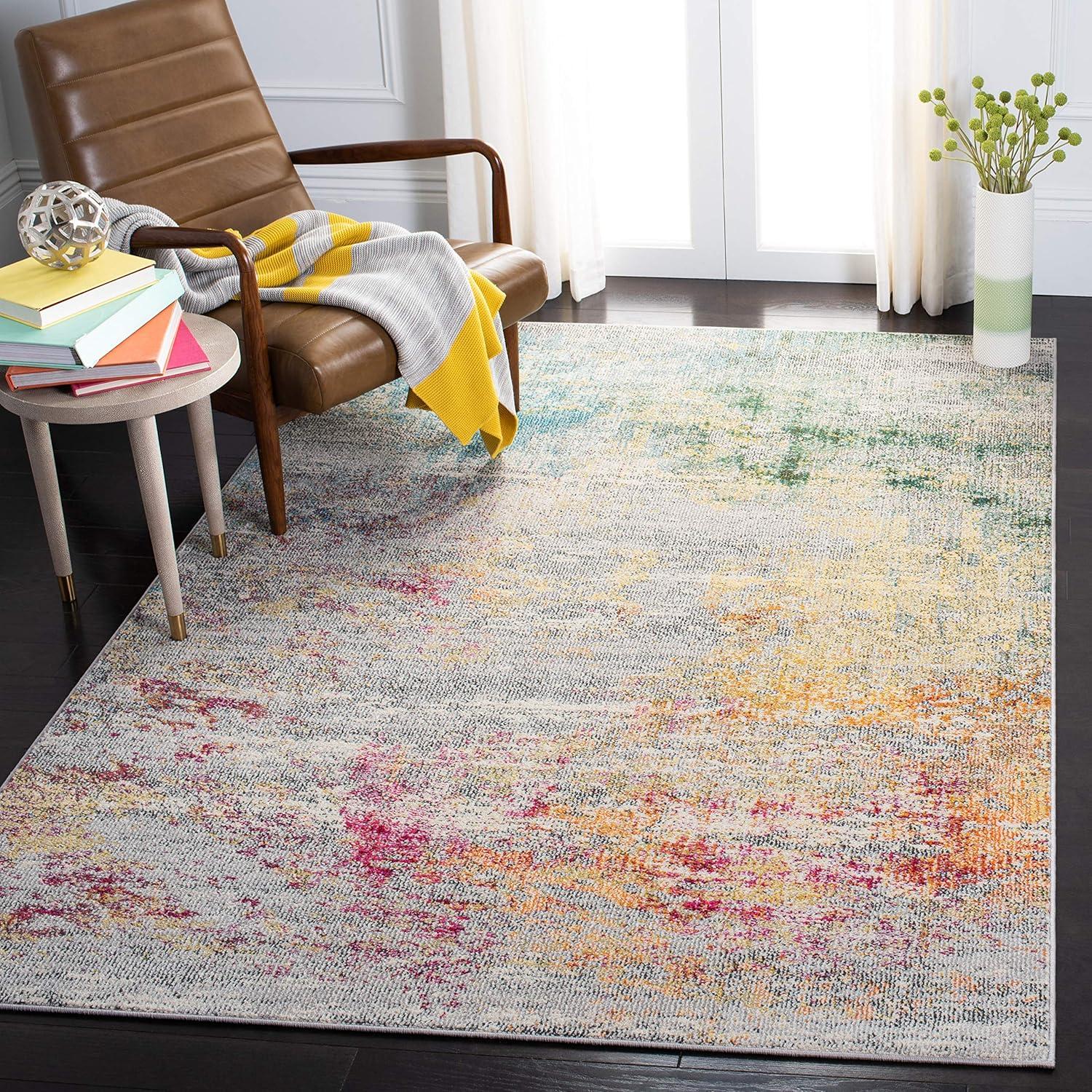 image:imageSAFAVIEH Area Rug 8x10 Madison Collection Large Blue amp Grey Modern Boho Abstract Design NonShedding amp Easy Cleaning Ideal for Living Room Bedroom Office Dining Space MAD440MGreyGold