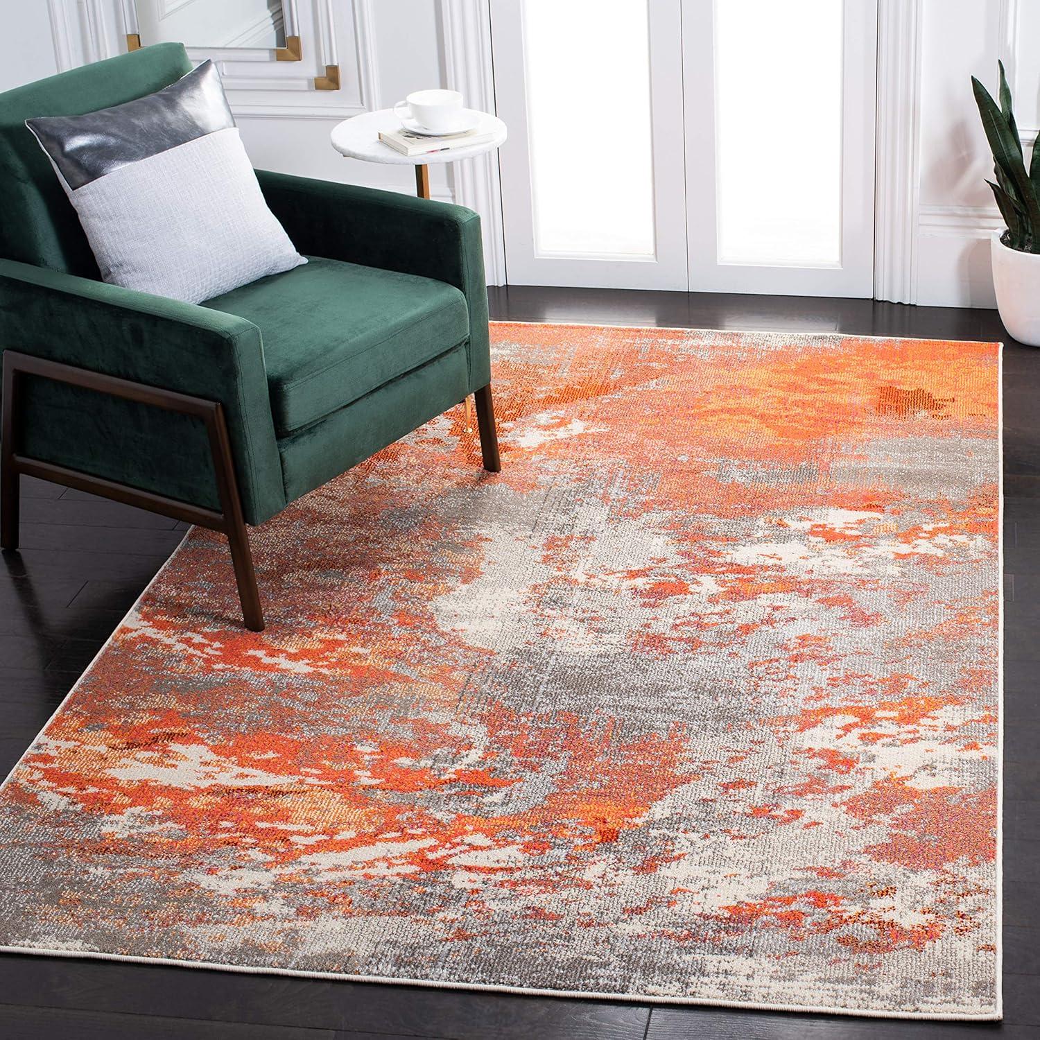 image:imageSAFAVIEH Area Rug 8x10 Madison Collection Large Blue amp Grey Modern Boho Abstract Design NonShedding amp Easy Cleaning Ideal for Living Room Bedroom Office Dining Space MAD440MGreyOrange