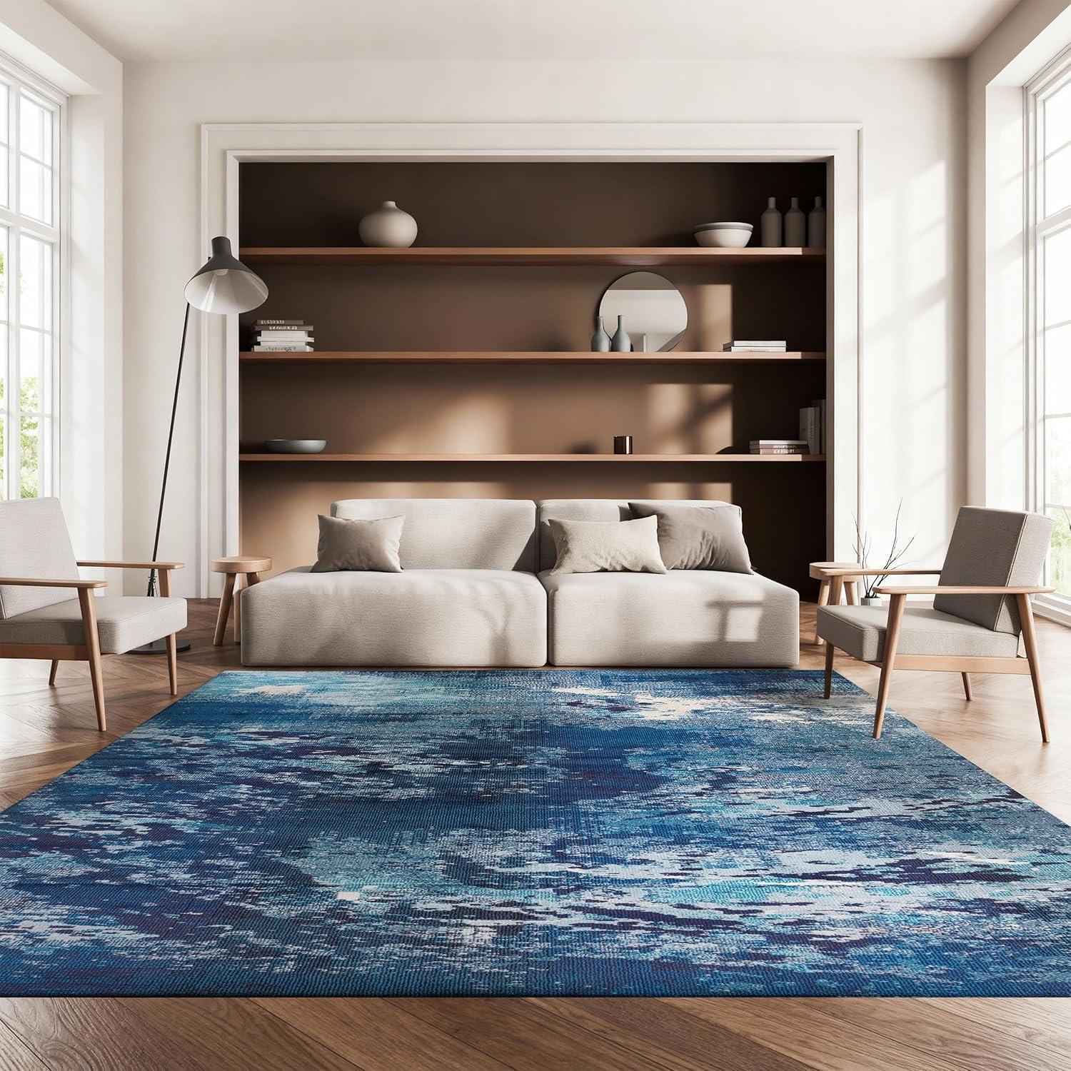 image:imageSAFAVIEH Area Rug 8x10 Madison Collection Large Blue amp Grey Modern Boho Abstract Design NonShedding amp Easy Cleaning Ideal for Living Room Bedroom Office Dining Space MAD440MNavyIvory