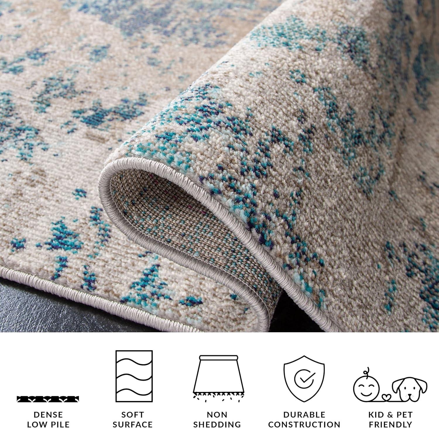 image:imageSAFAVIEH Area Rug 8x10 Madison Collection Large Blue amp Grey Modern Boho Abstract Design NonShedding amp Easy Cleaning Ideal for Living Room Bedroom Office Dining Space MAD440MBlueBeige