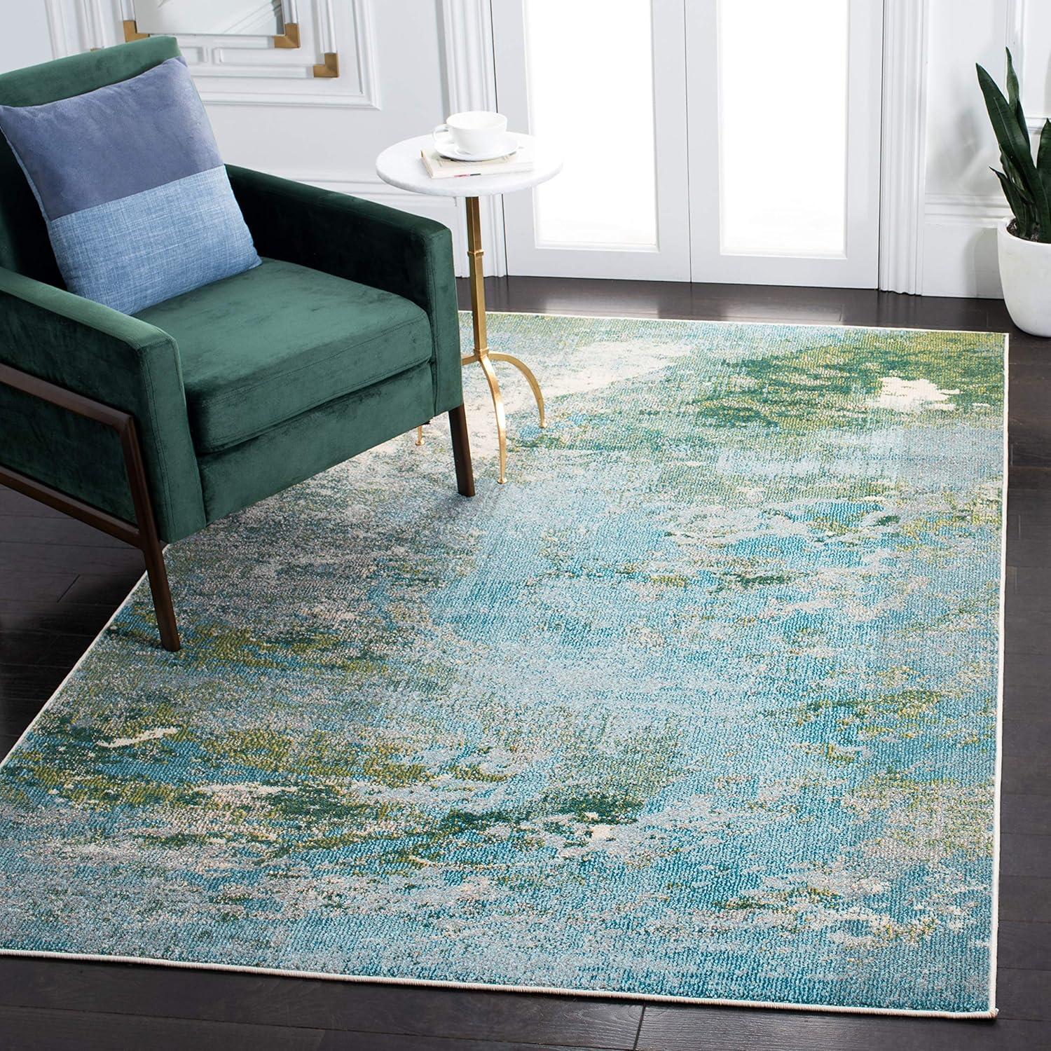 image:imageSAFAVIEH Area Rug 8x10 Madison Collection Large Blue amp Grey Modern Boho Abstract Design NonShedding amp Easy Cleaning Ideal for Living Room Bedroom Office Dining Space MAD440MLight BlueGreen