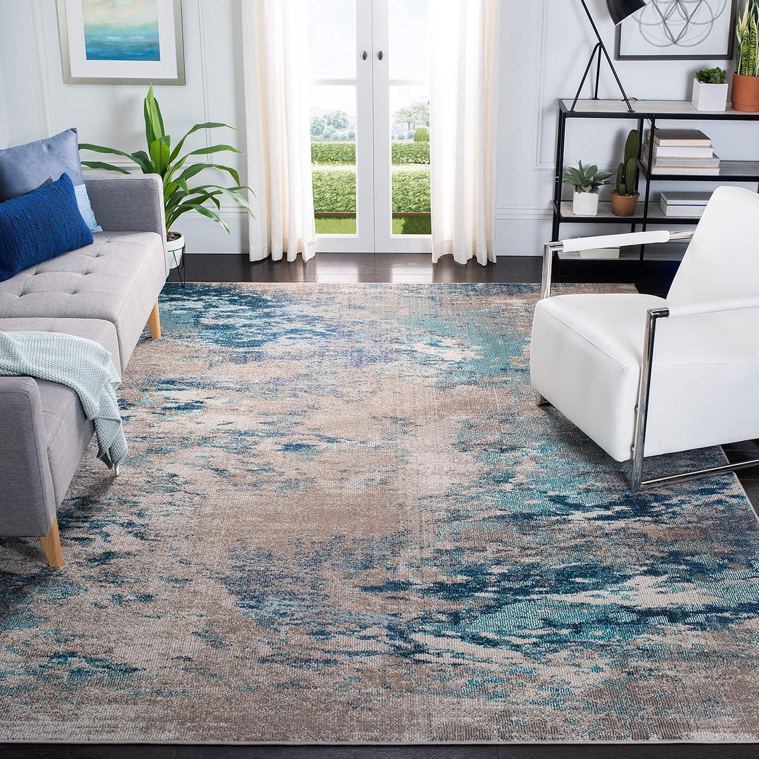 image:imageSAFAVIEH Area Rug 8x10 Madison Collection Large Blue amp Grey Modern Boho Abstract Design NonShedding amp Easy Cleaning Ideal for Living Room Bedroom Office Dining Space MAD440MBlueBeige