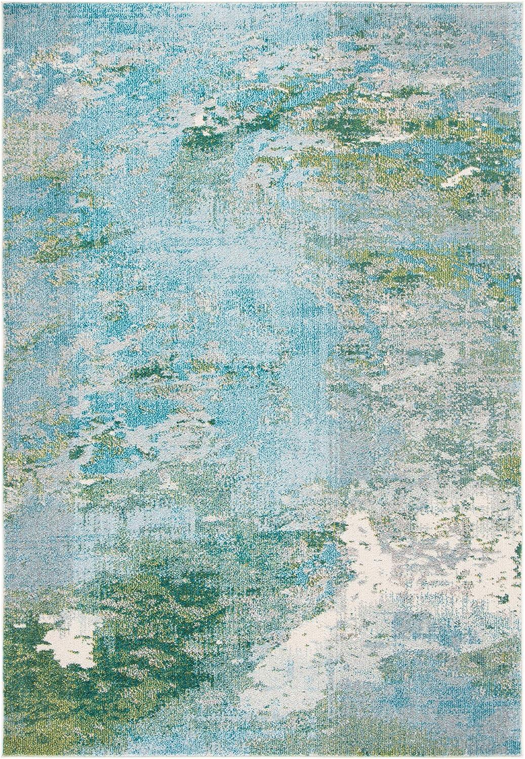 image:imageSAFAVIEH Area Rug 8x10 Madison Collection Large Blue amp Grey Modern Boho Abstract Design NonShedding amp Easy Cleaning Ideal for Living Room Bedroom Office Dining Space MAD440MLight BlueGreen