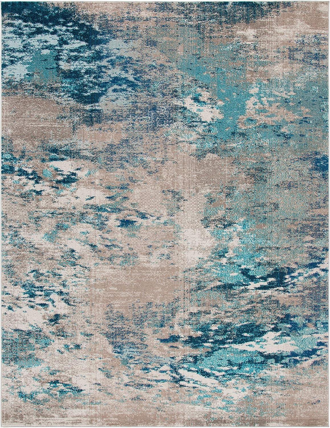 image:imageSAFAVIEH Area Rug 8x10 Madison Collection Large Blue amp Grey Modern Boho Abstract Design NonShedding amp Easy Cleaning Ideal for Living Room Bedroom Office Dining Space MAD440MBlueBeige
