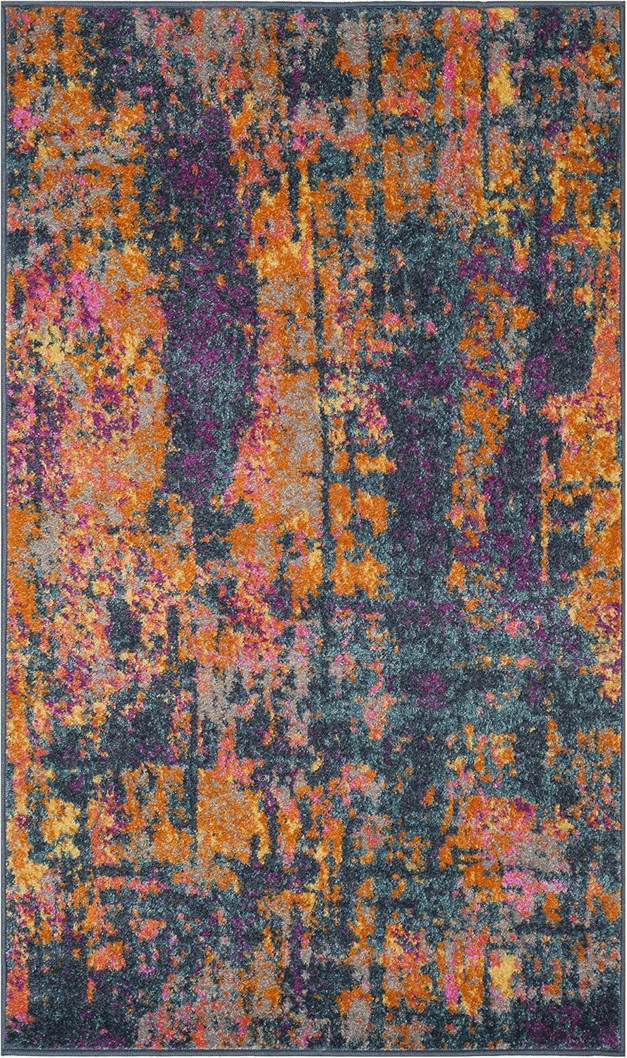 image:imageSAFAVIEH Area Rug 8x10 Madison Collection Large Ivory amp Blue Modern Boho Abstract Design NonShedding amp Easy Cleaning Ideal for Living Room Bedroom Office Dining Space MAD143BBlueOrange