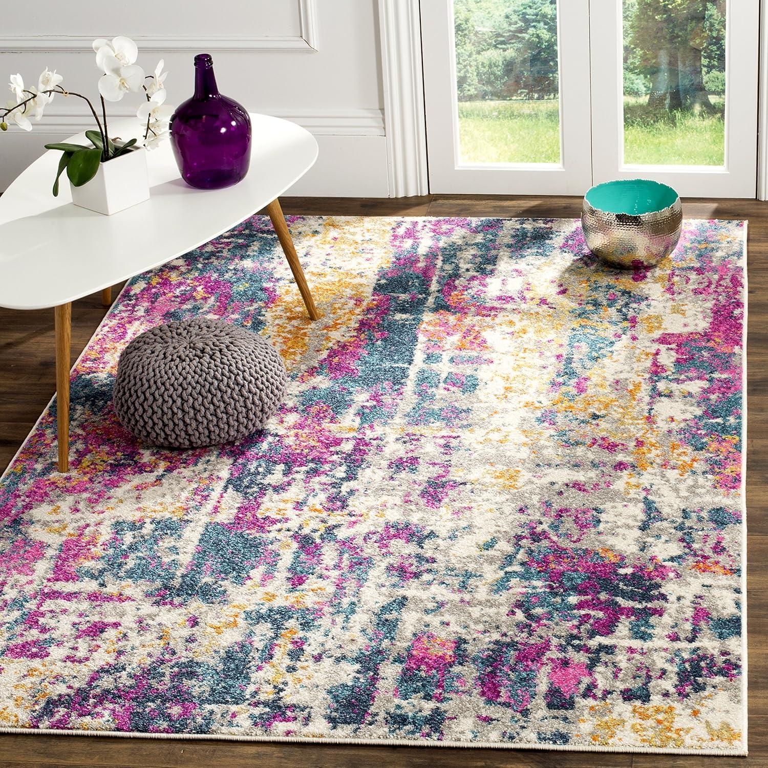 image:imageSAFAVIEH Area Rug 8x10 Madison Collection Large Ivory amp Blue Modern Boho Abstract Design NonShedding amp Easy Cleaning Ideal for Living Room Bedroom Office Dining Space MAD143BIvoryBlue