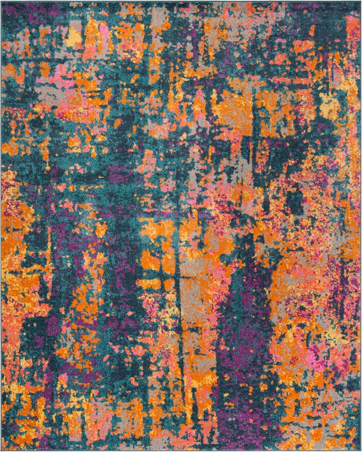 image:imageSAFAVIEH Area Rug 8x10 Madison Collection Large Ivory amp Blue Modern Boho Abstract Design NonShedding amp Easy Cleaning Ideal for Living Room Bedroom Office Dining Space MAD143BBlueOrange