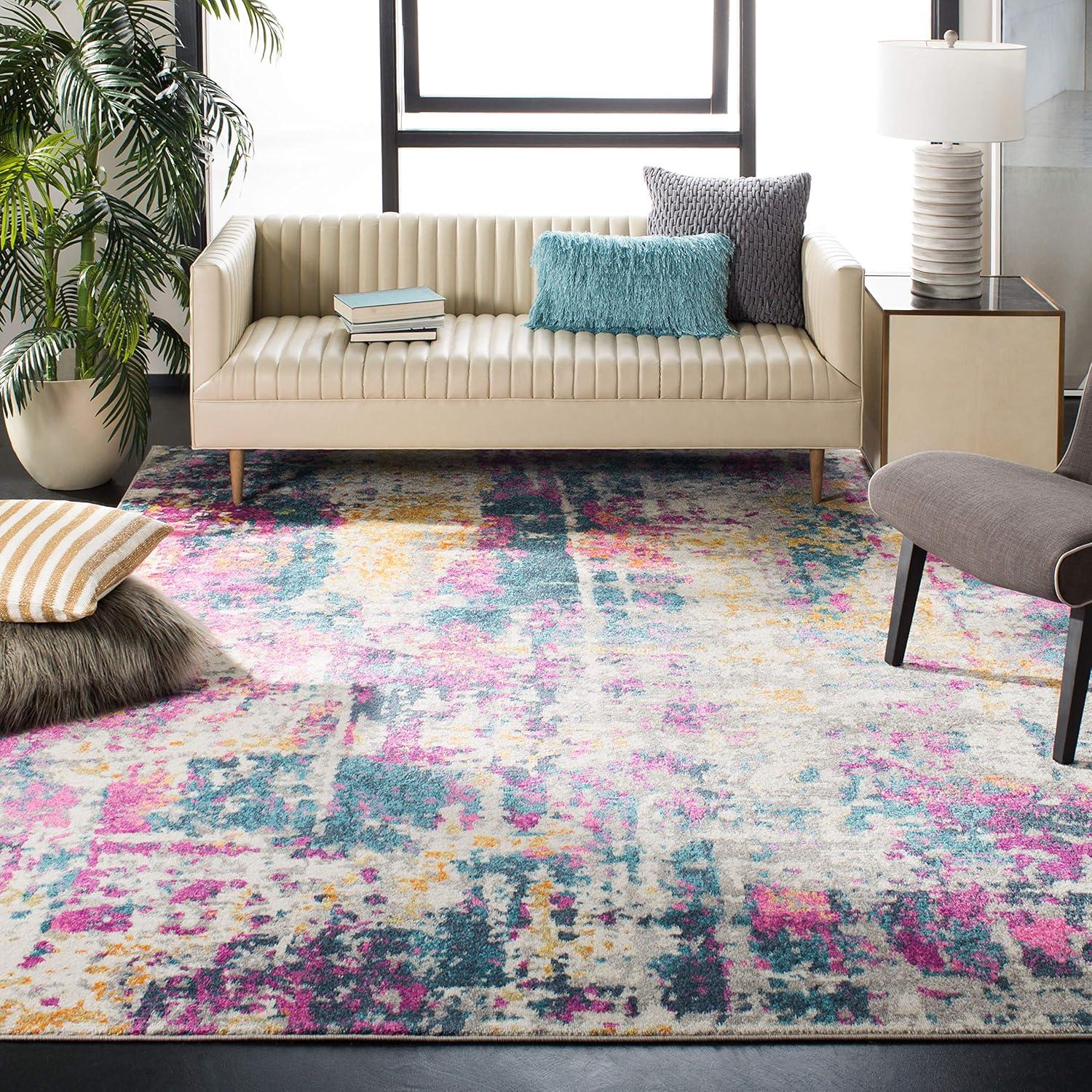 image:imageSAFAVIEH Area Rug 8x10 Madison Collection Large Ivory amp Blue Modern Boho Abstract Design NonShedding amp Easy Cleaning Ideal for Living Room Bedroom Office Dining Space MAD143BIvoryBlue