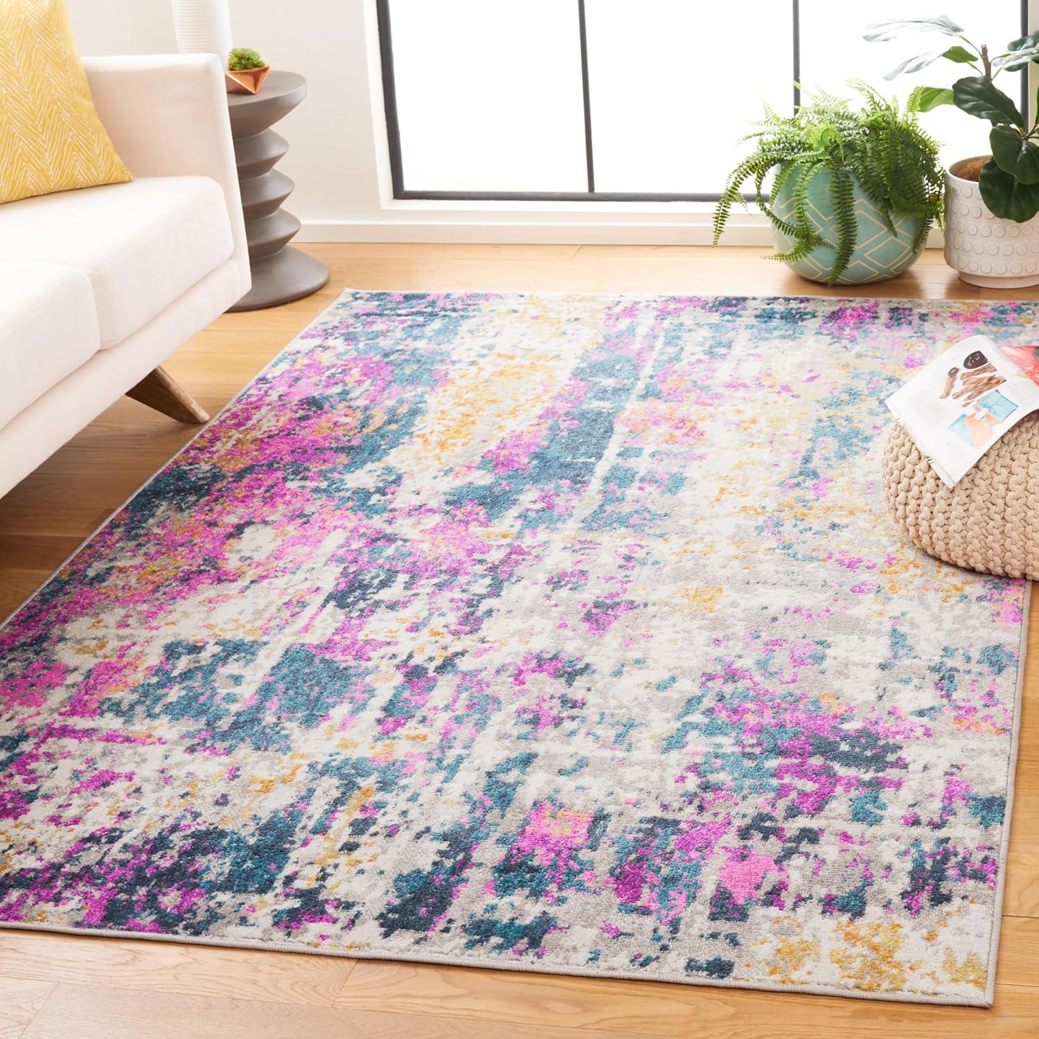 image:imageSAFAVIEH Area Rug 8x10 Madison Collection Large Ivory amp Blue Modern Boho Abstract Design NonShedding amp Easy Cleaning Ideal for Living Room Bedroom Office Dining Space MAD143BIvoryBlue