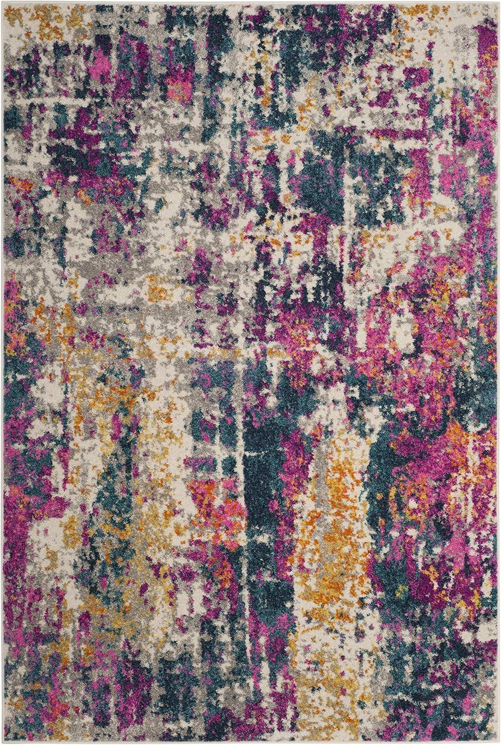 image:imageSAFAVIEH Area Rug 8x10 Madison Collection Large Ivory amp Blue Modern Boho Abstract Design NonShedding amp Easy Cleaning Ideal for Living Room Bedroom Office Dining Space MAD143BIvoryBlue