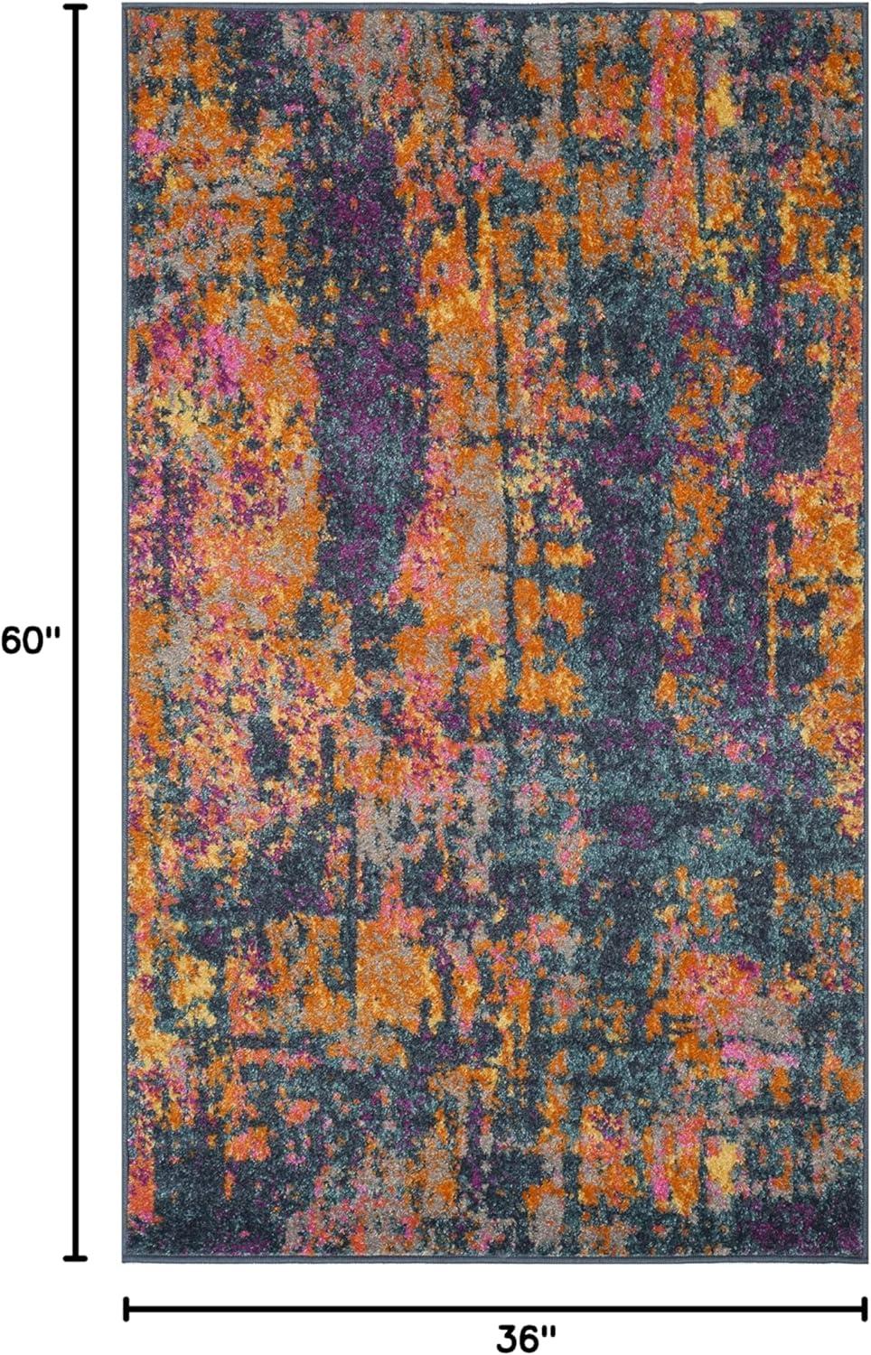 image:imageSAFAVIEH Area Rug 8x10 Madison Collection Large Ivory amp Blue Modern Boho Abstract Design NonShedding amp Easy Cleaning Ideal for Living Room Bedroom Office Dining Space MAD143BBlueOrange