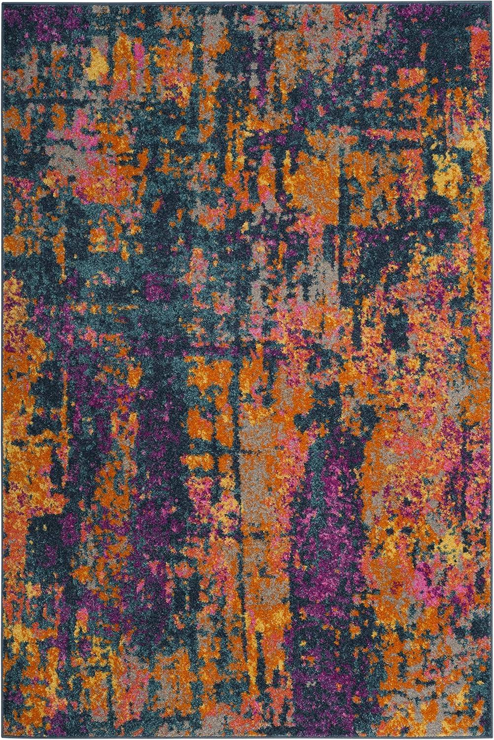image:imageSAFAVIEH Area Rug 8x10 Madison Collection Large Ivory amp Blue Modern Boho Abstract Design NonShedding amp Easy Cleaning Ideal for Living Room Bedroom Office Dining Space MAD143BBlueOrange
