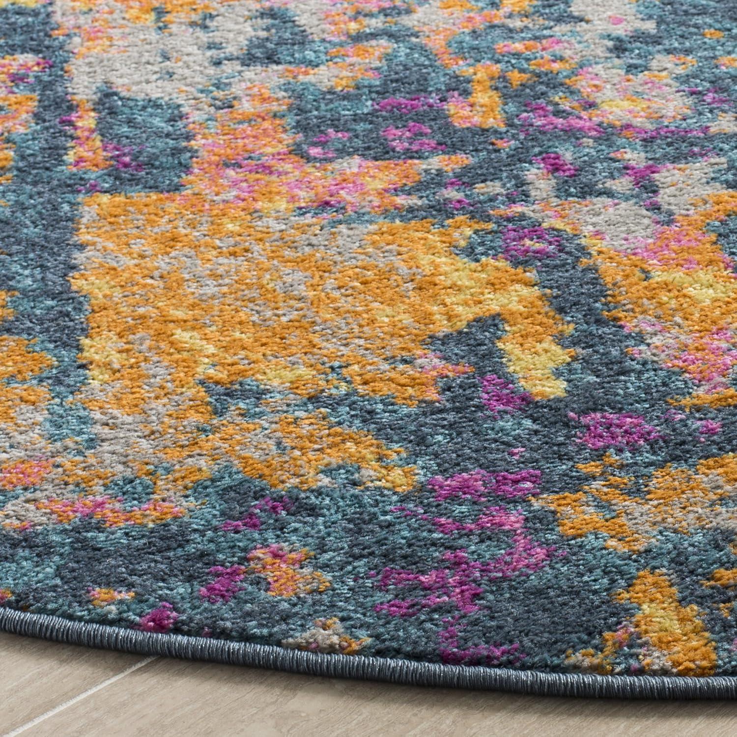 image:imageSAFAVIEH Area Rug 8x10 Madison Collection Large Ivory amp Blue Modern Boho Abstract Design NonShedding amp Easy Cleaning Ideal for Living Room Bedroom Office Dining Space MAD143BBlueOrange
